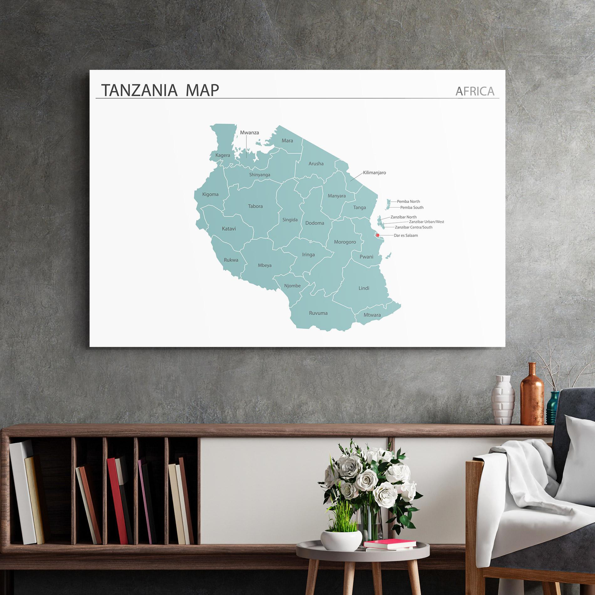 Obraz na Szkle Tanzania Map mockup 2