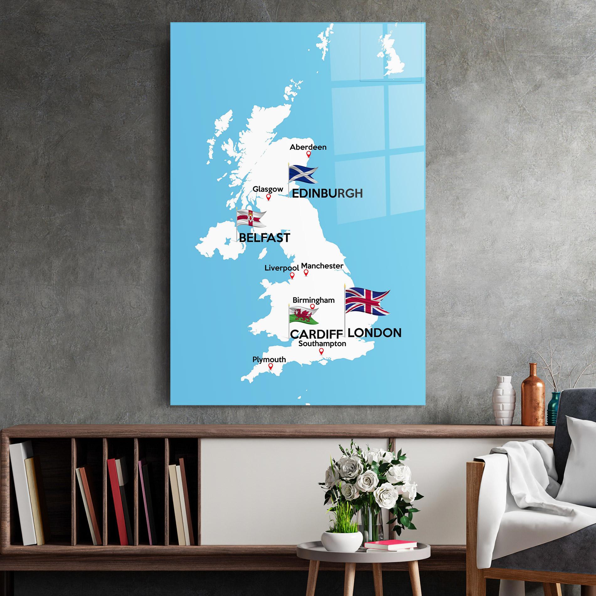 Obraz na Szkle England Map mockup 2