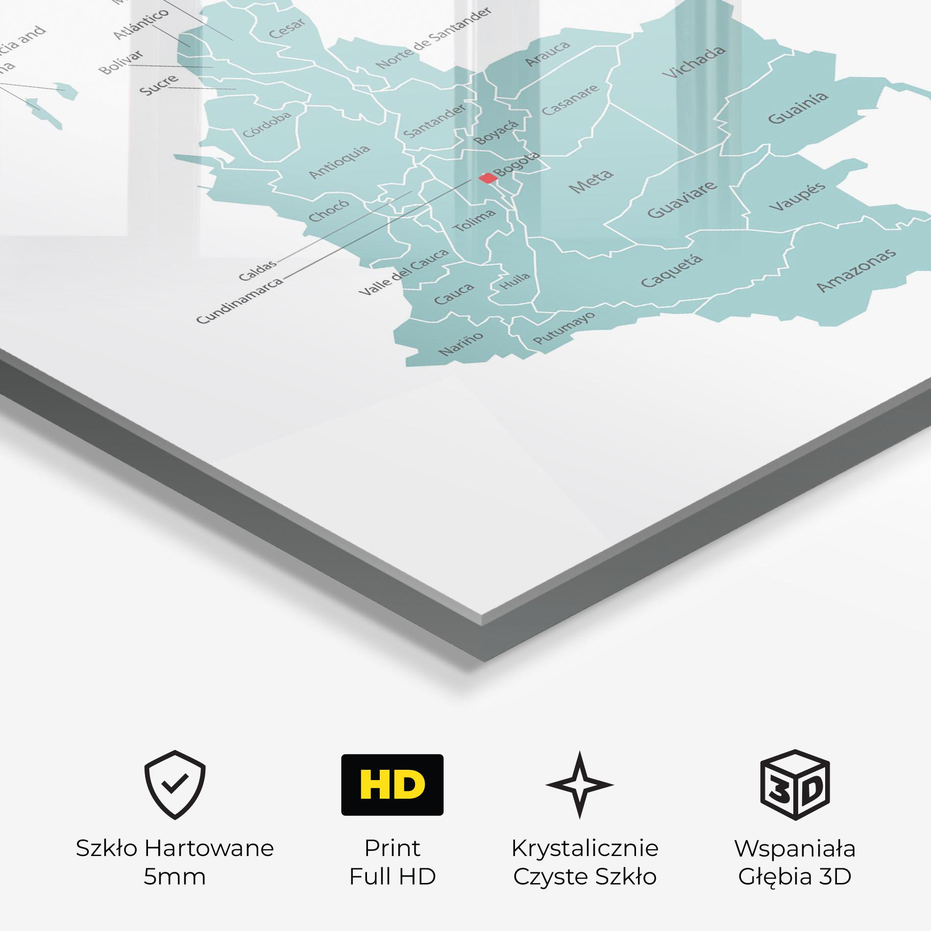Obraz na Szkle Colombia Map mockup 3