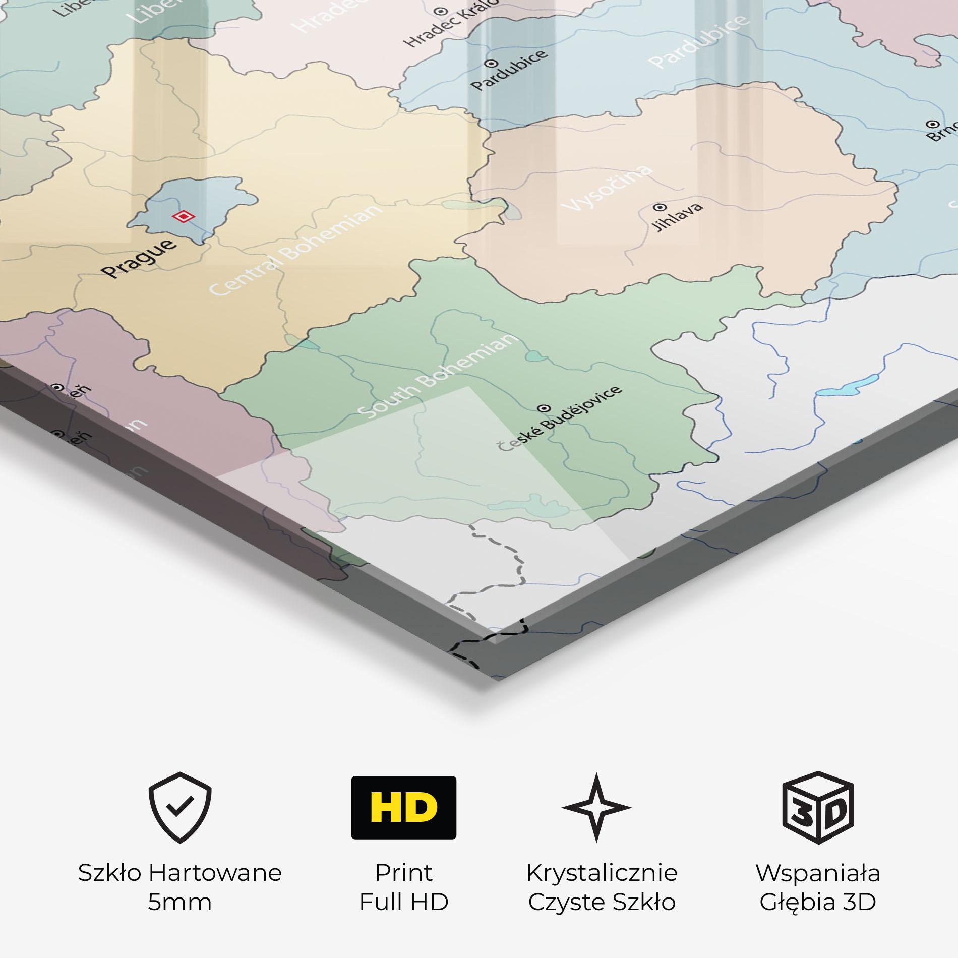 Obraz na Szkle Map Czech Republic mockup 3