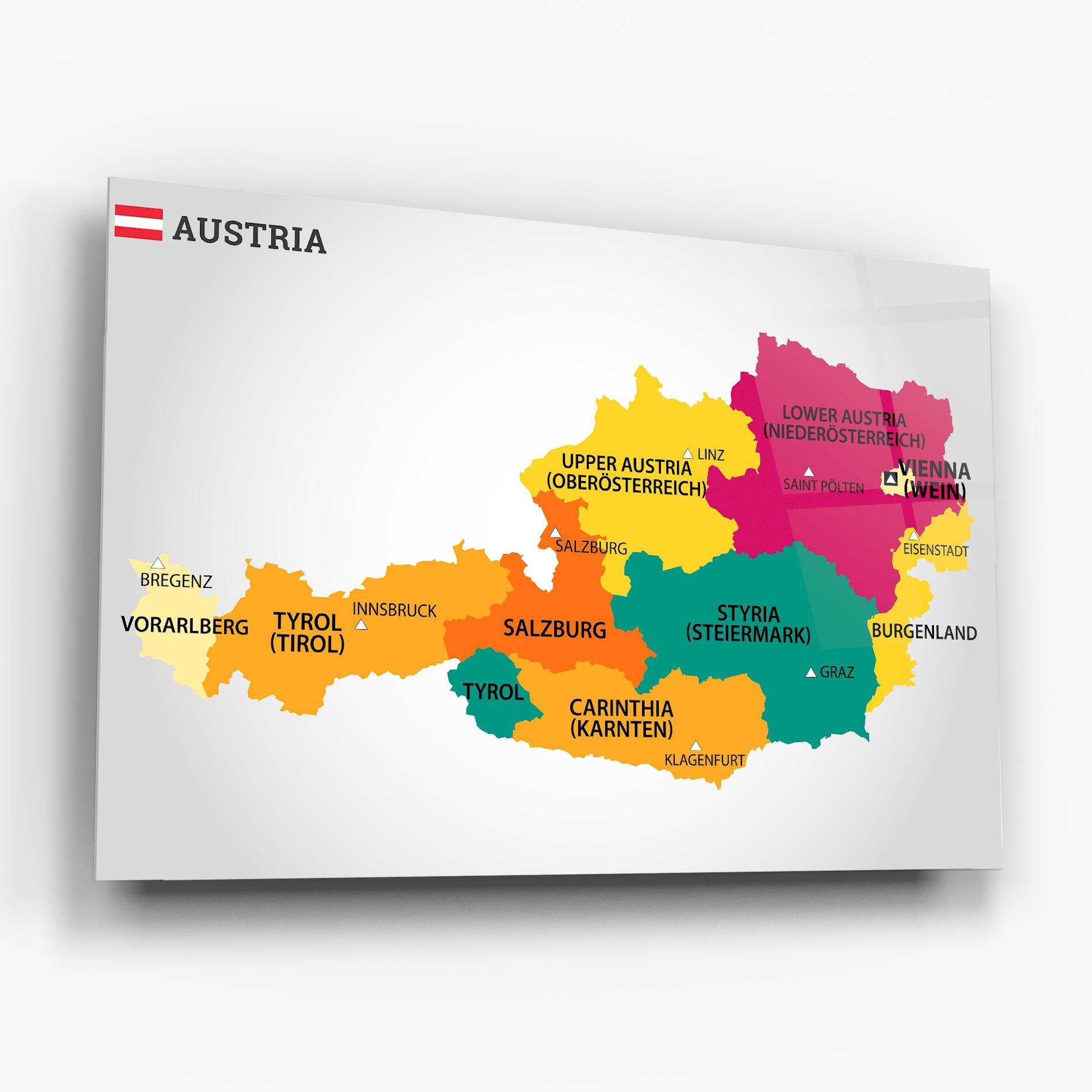 Obraz na Szkle Austria Color Map mockup 6