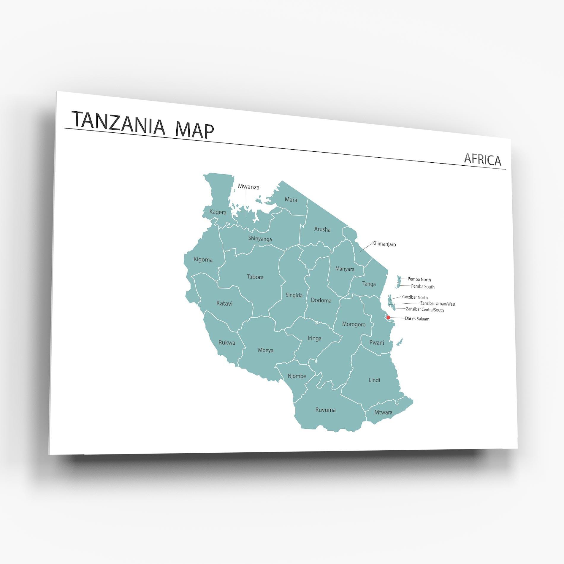 Obraz na Szkle Tanzania Map mockup 6