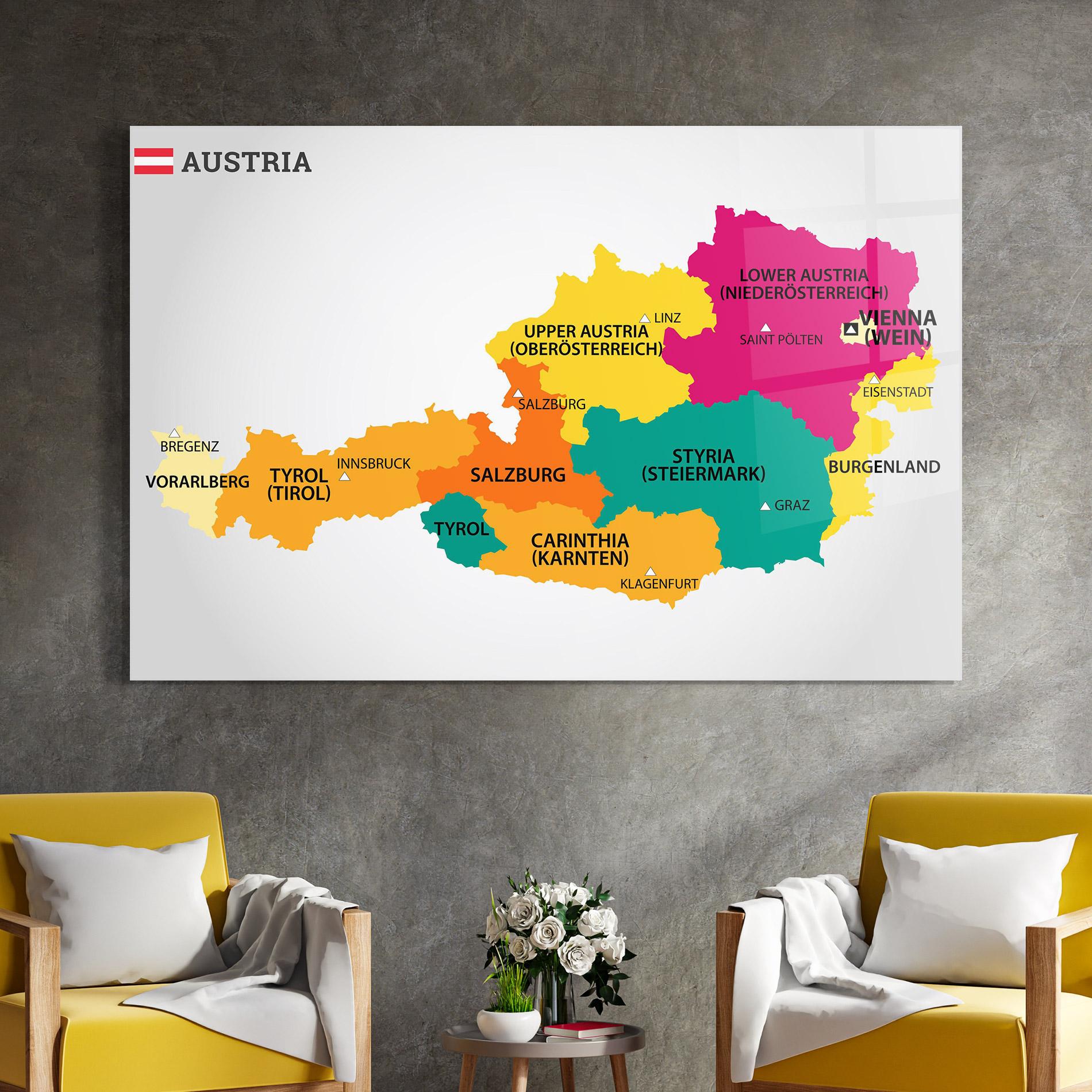 Obraz na Szkle Austria Color Map mockup 4