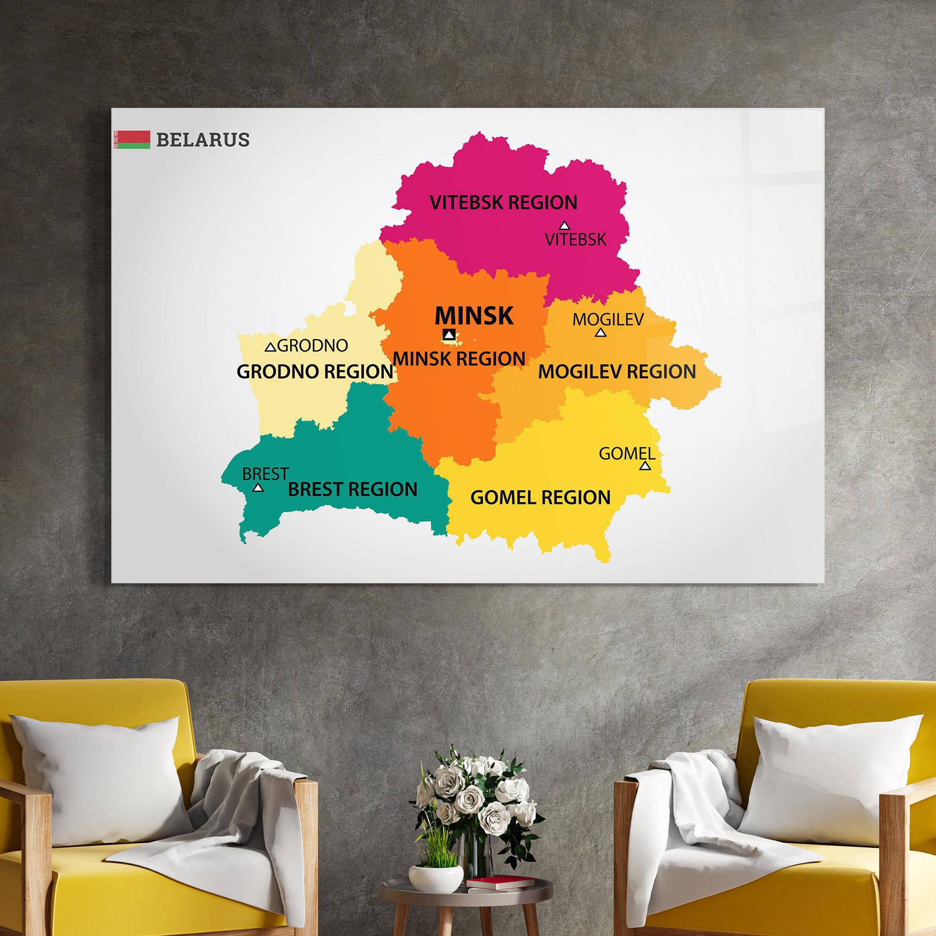 Obraz na Szkle Belarus Color Map mockup 4