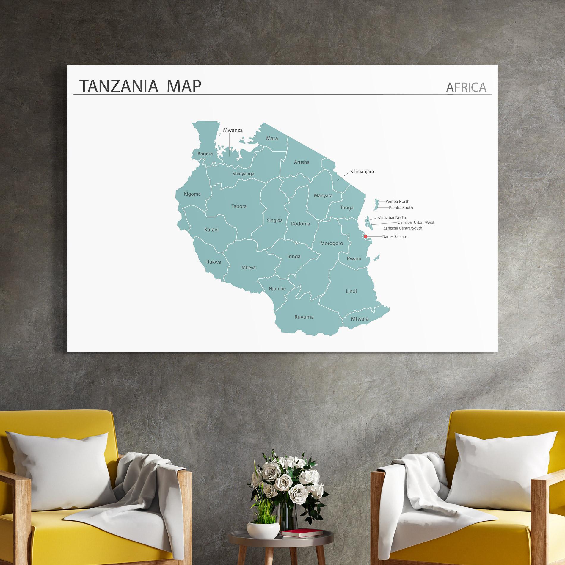 Obraz na Szkle Tanzania Map mockup 4