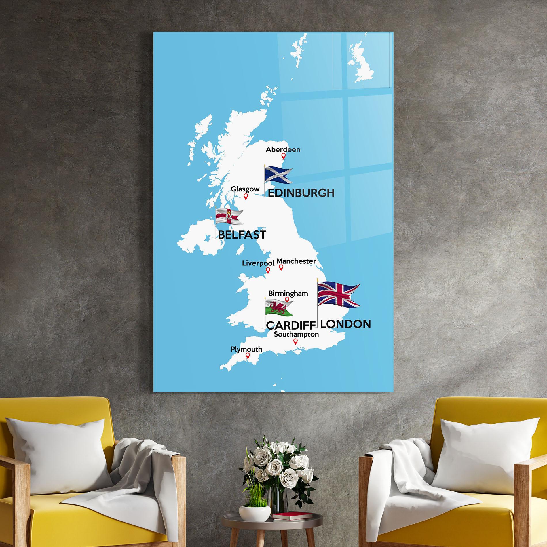 Obraz na Szkle England Map mockup 4