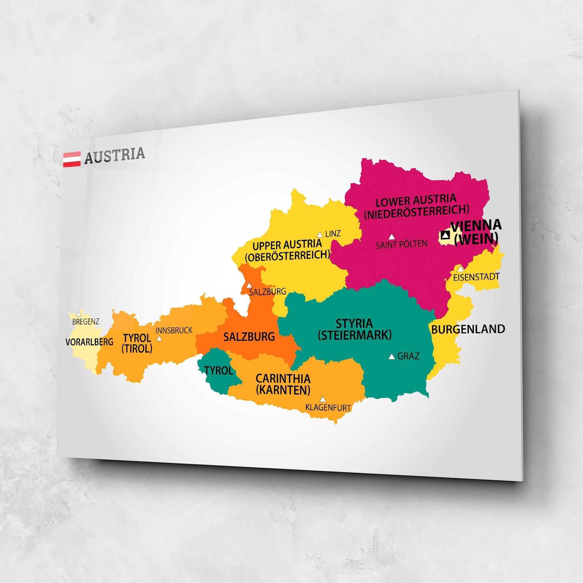 Obraz na Szkle Austria Color Map mockup 1