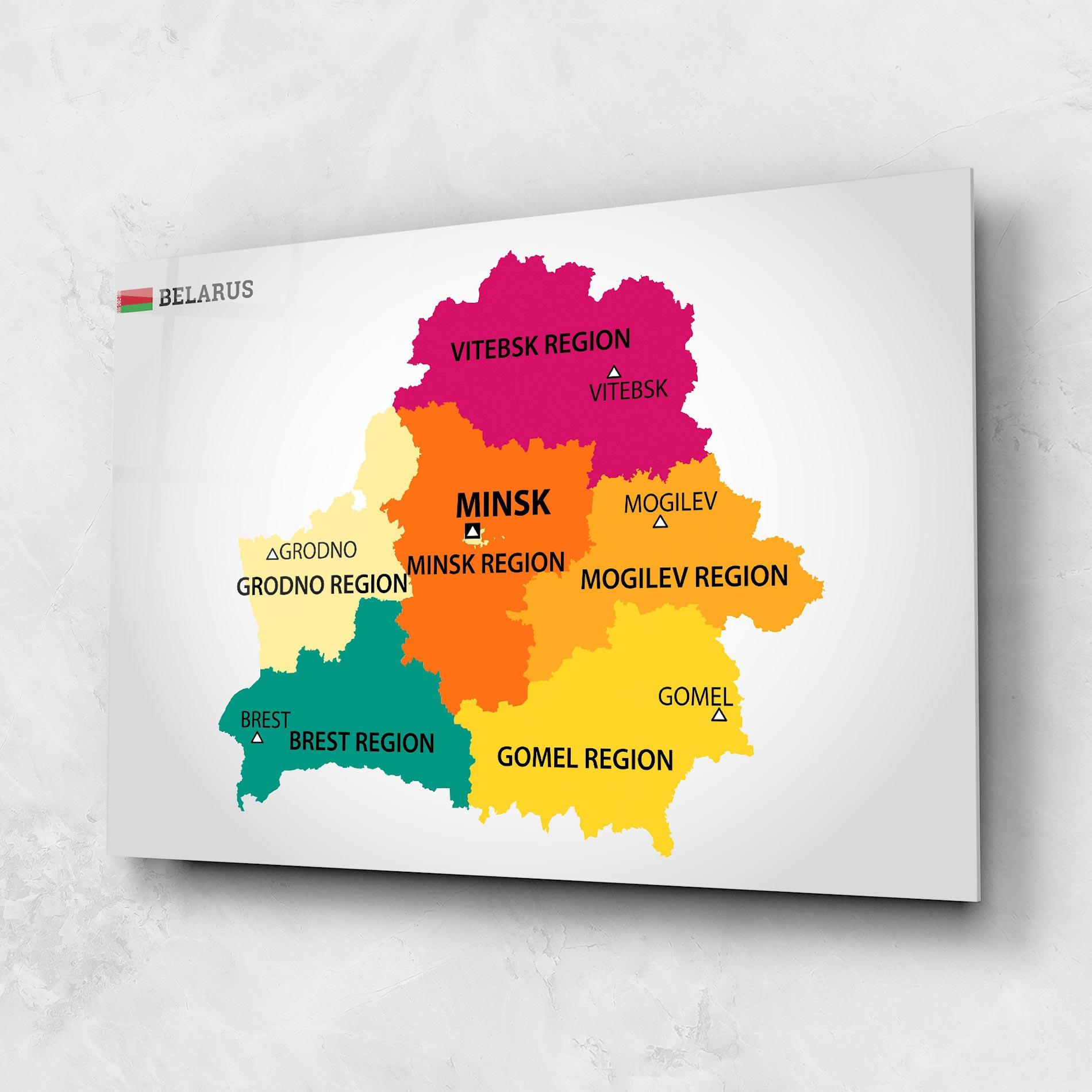 Obraz na Szkle Belarus Color Map mockup 1