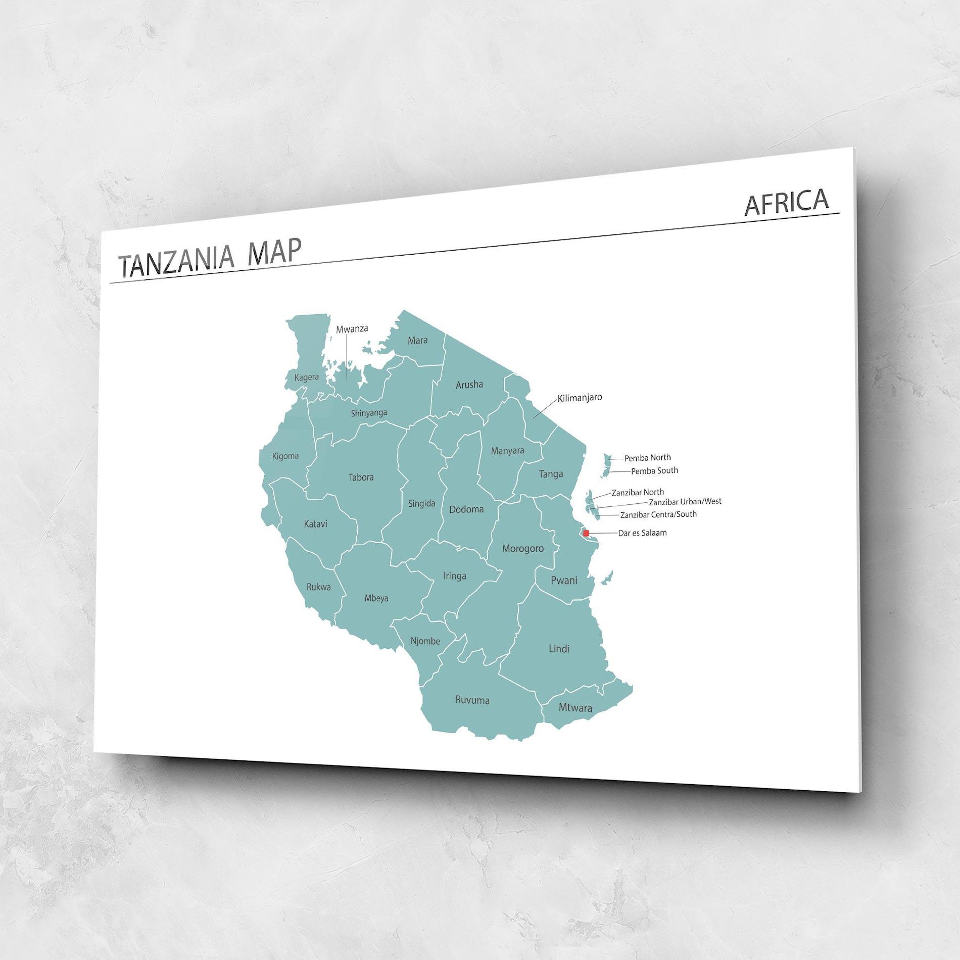 Obraz na Szkle Tanzania Map mockup 1