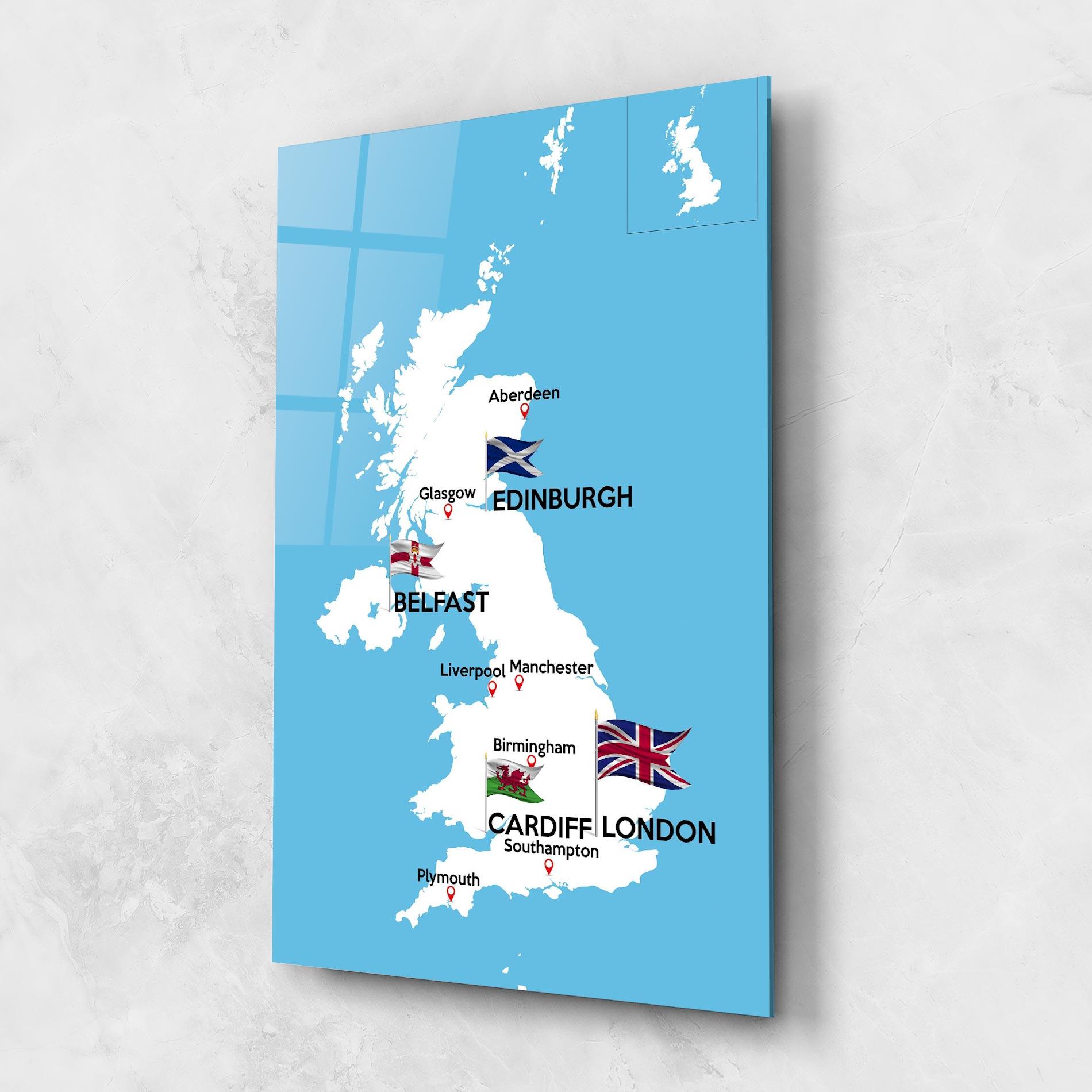 Obraz na Szkle England Map mockup 1