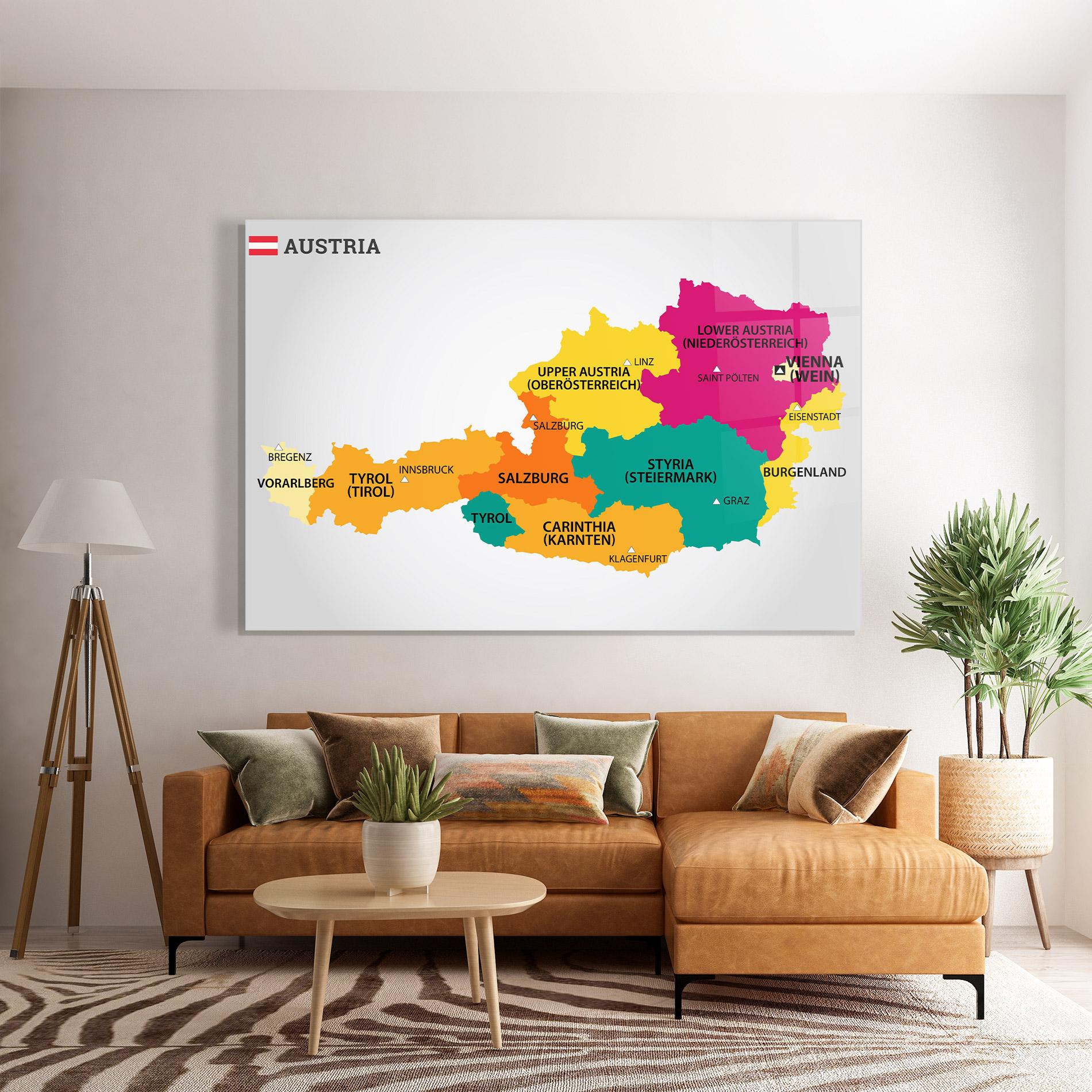 Obraz na Szkle Austria Color Map mockup 7