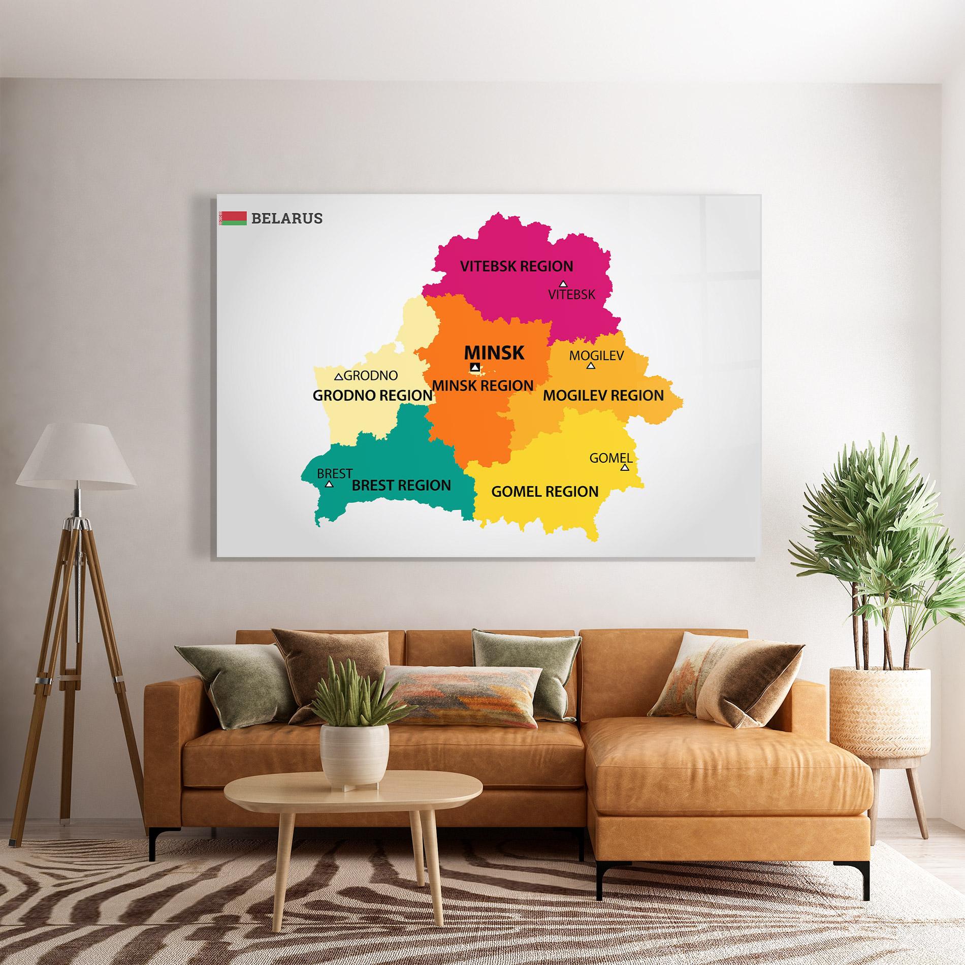 Obraz na Szkle Belarus Color Map mockup 7