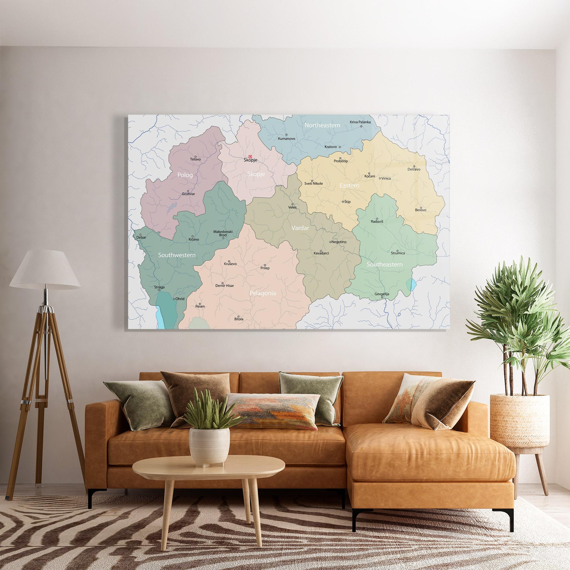 Obraz na Szkle North Macedonia Map mockup 7
