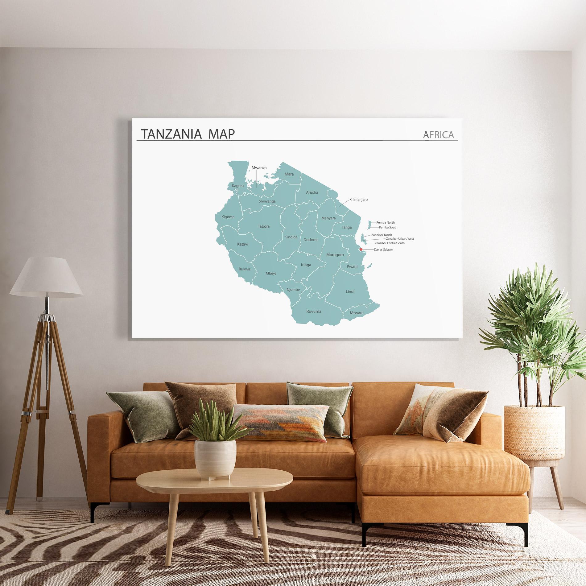 Obraz na Szkle Tanzania Map mockup 7