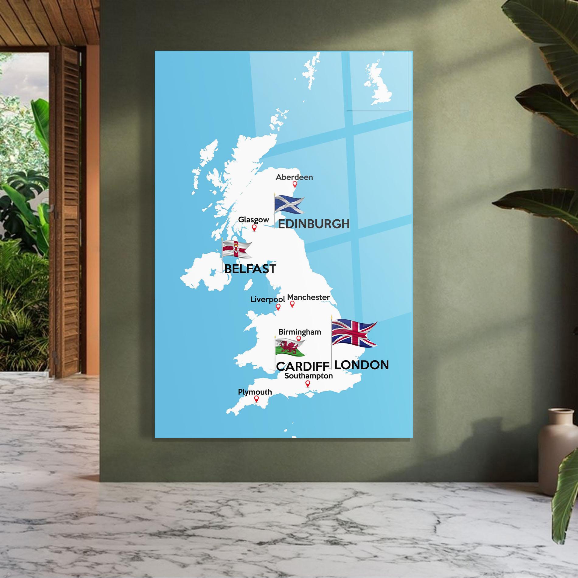 Obraz na Szkle England Map mockup 7