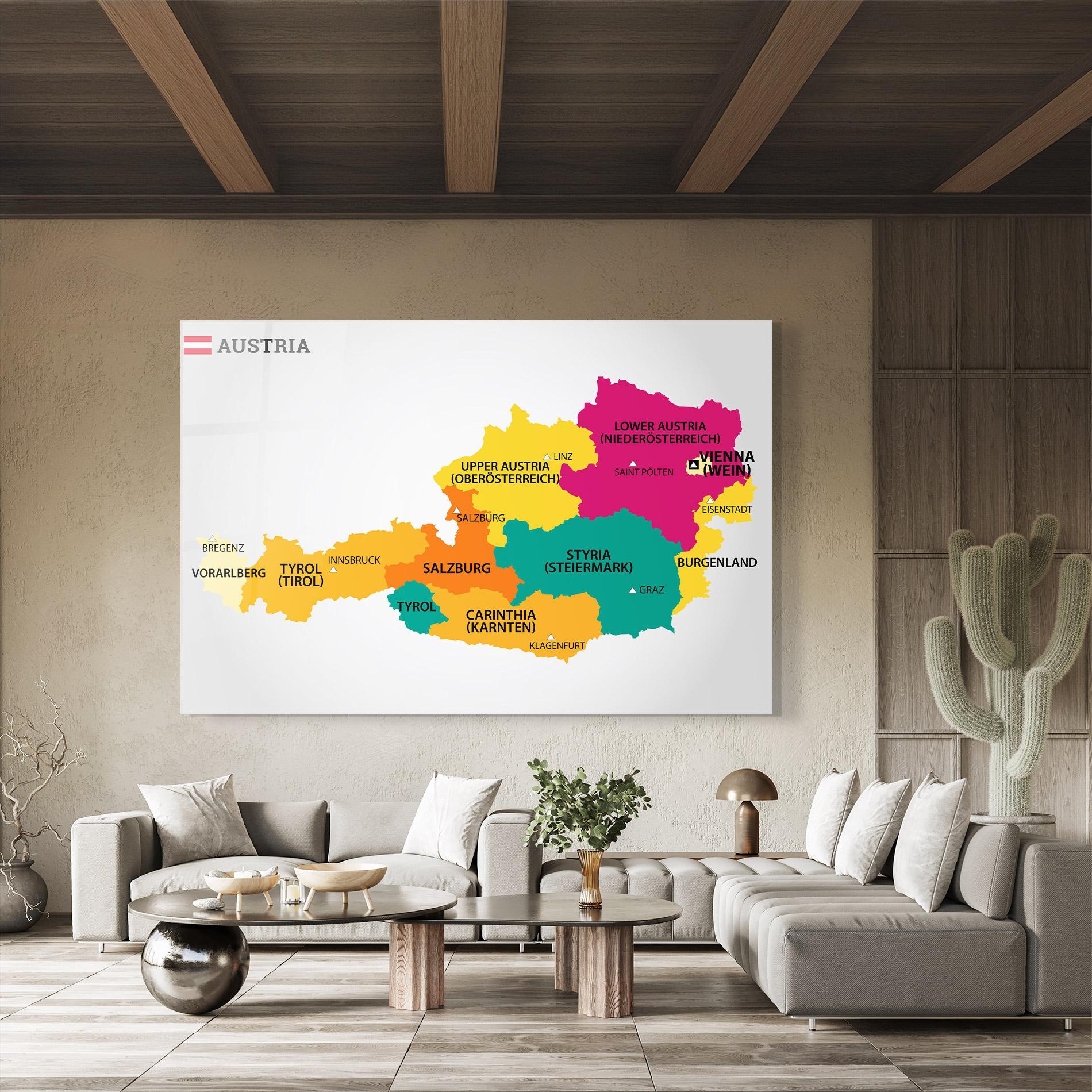 Obraz na Szkle Austria Color Map mockup 8