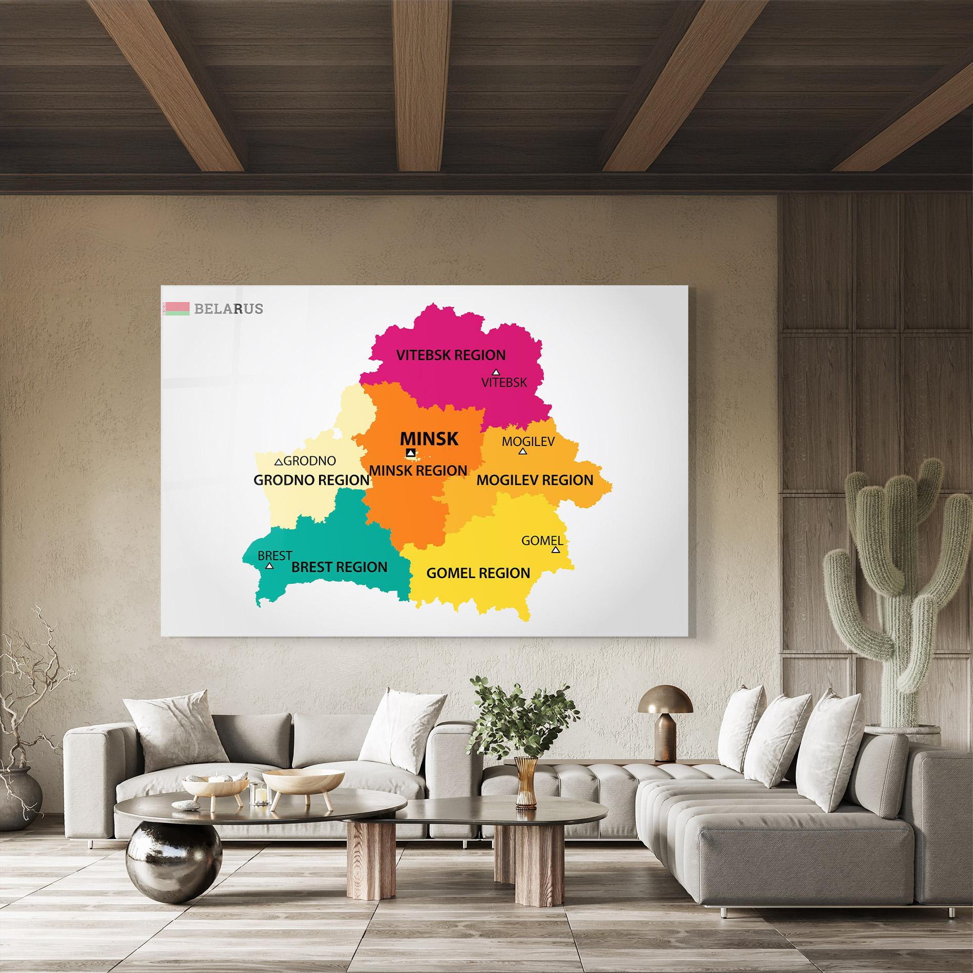 Obraz na Szkle Belarus Color Map mockup 8