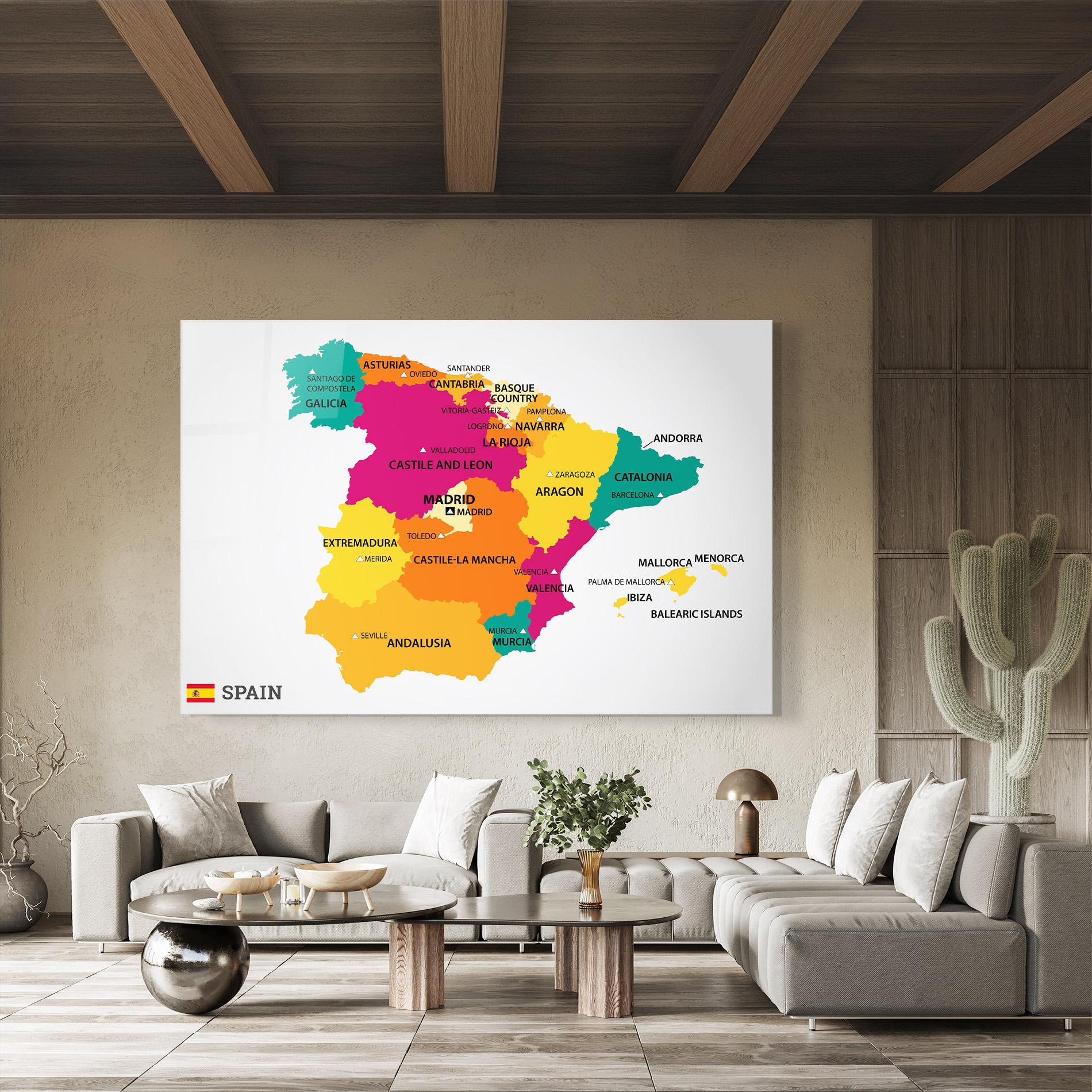 Obraz na Szkle Spain Colorful Map mockup 8