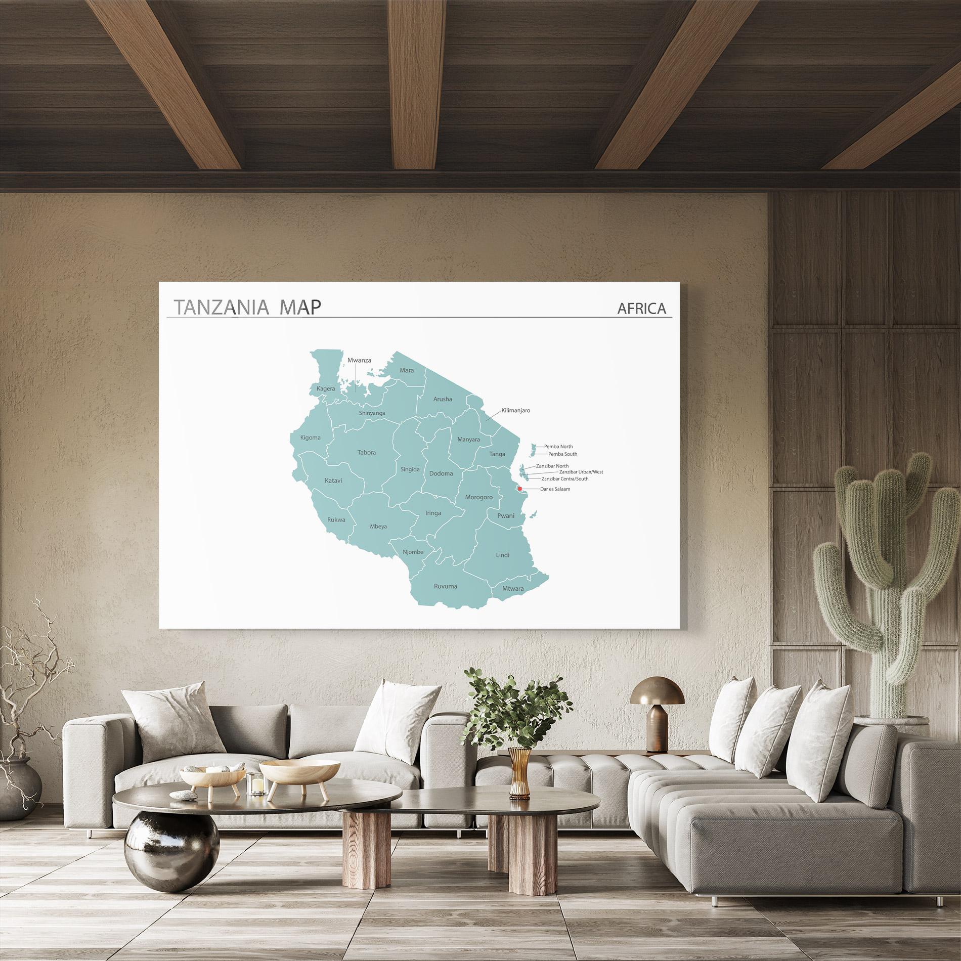 Obraz na Szkle Tanzania Map mockup 8
