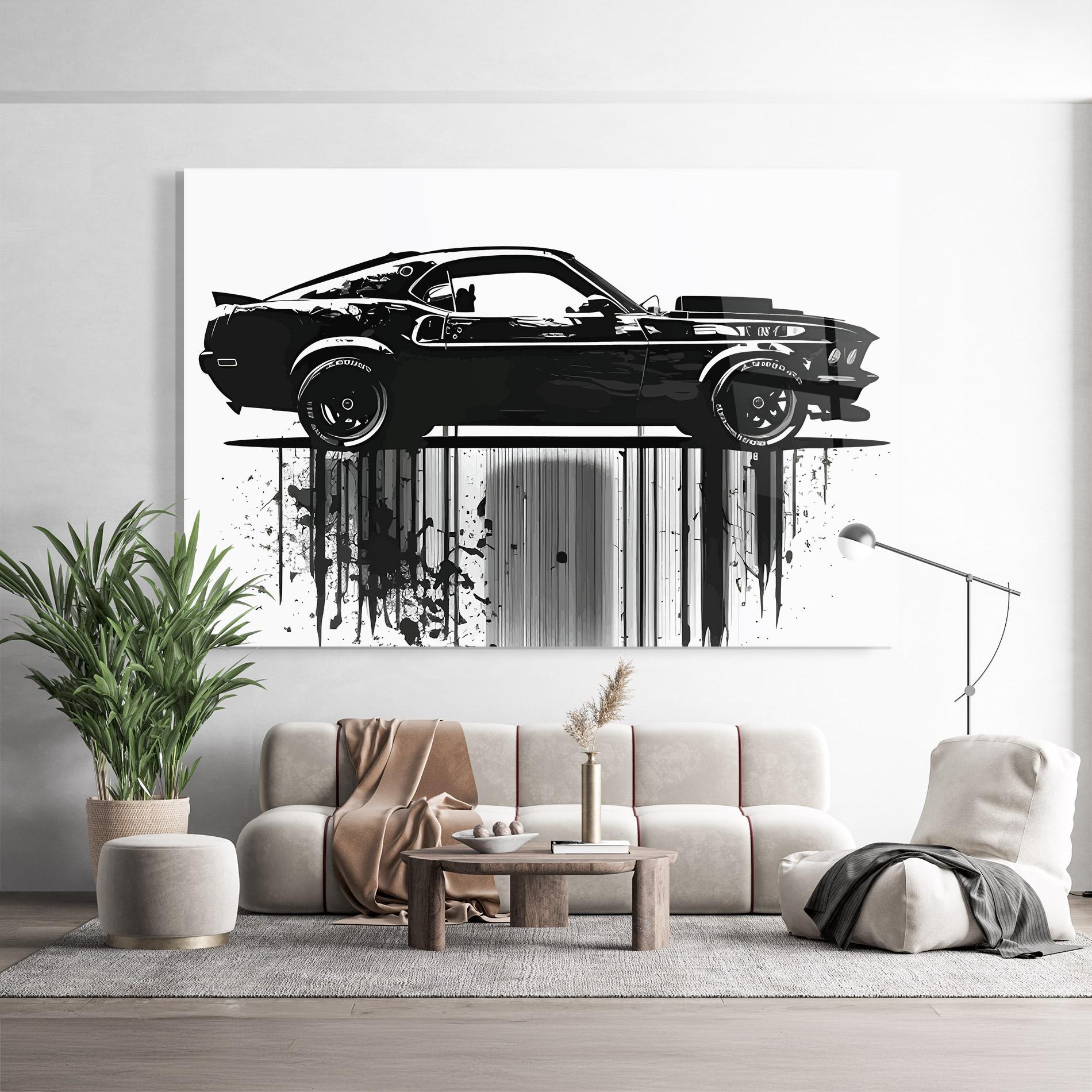 Obraz na Szkle Black Car Drowing mockup 9