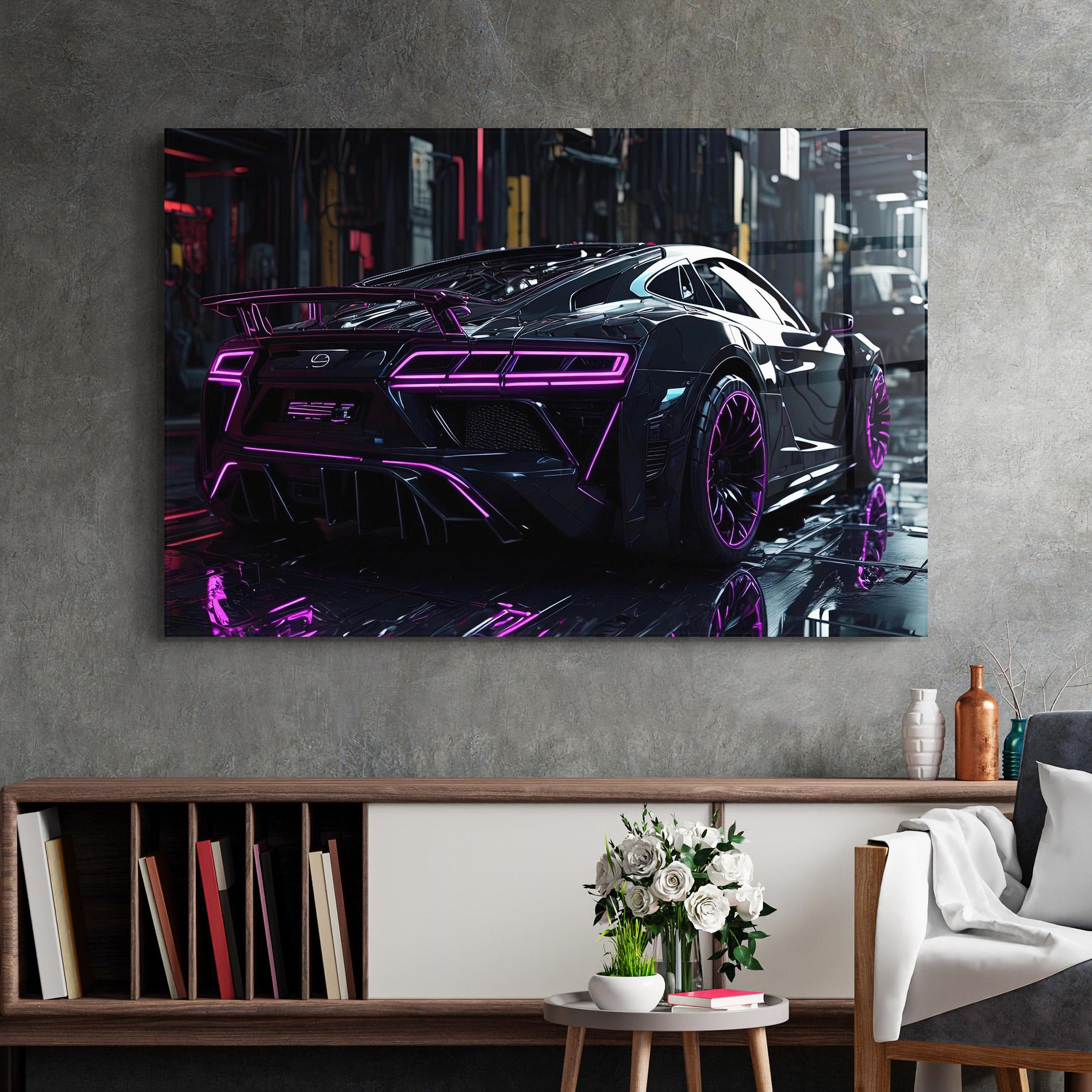 Obraz na Szkle Futuristic Purple Black Hypercar mockup 2