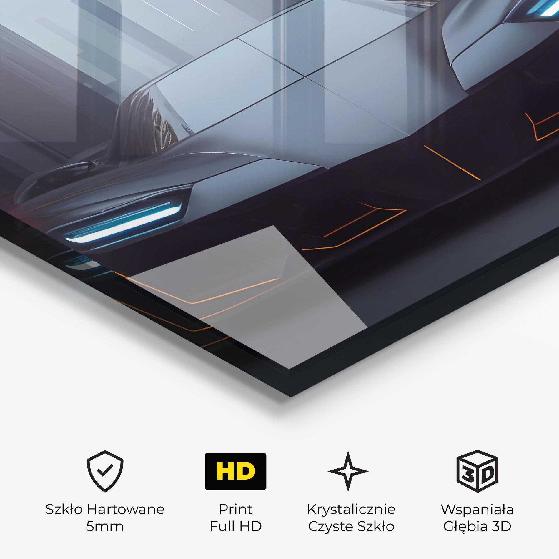 Obraz na Szkle Back Futuristic Hypercar mockup 3
