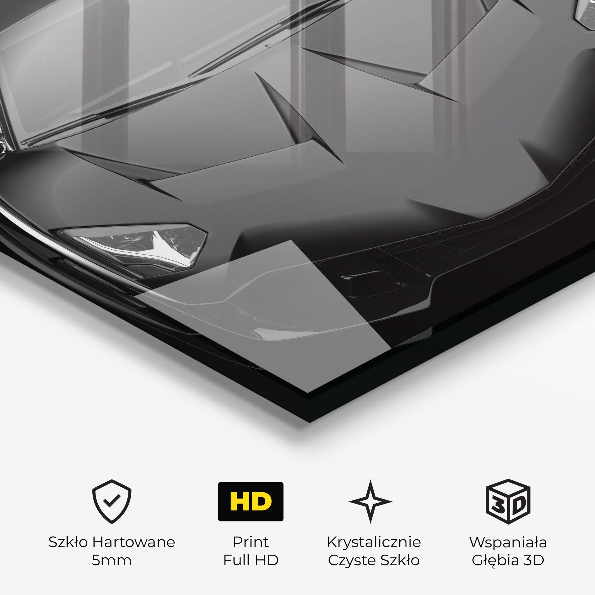 Obraz na Szkle Black Matte Lambo mockup 3