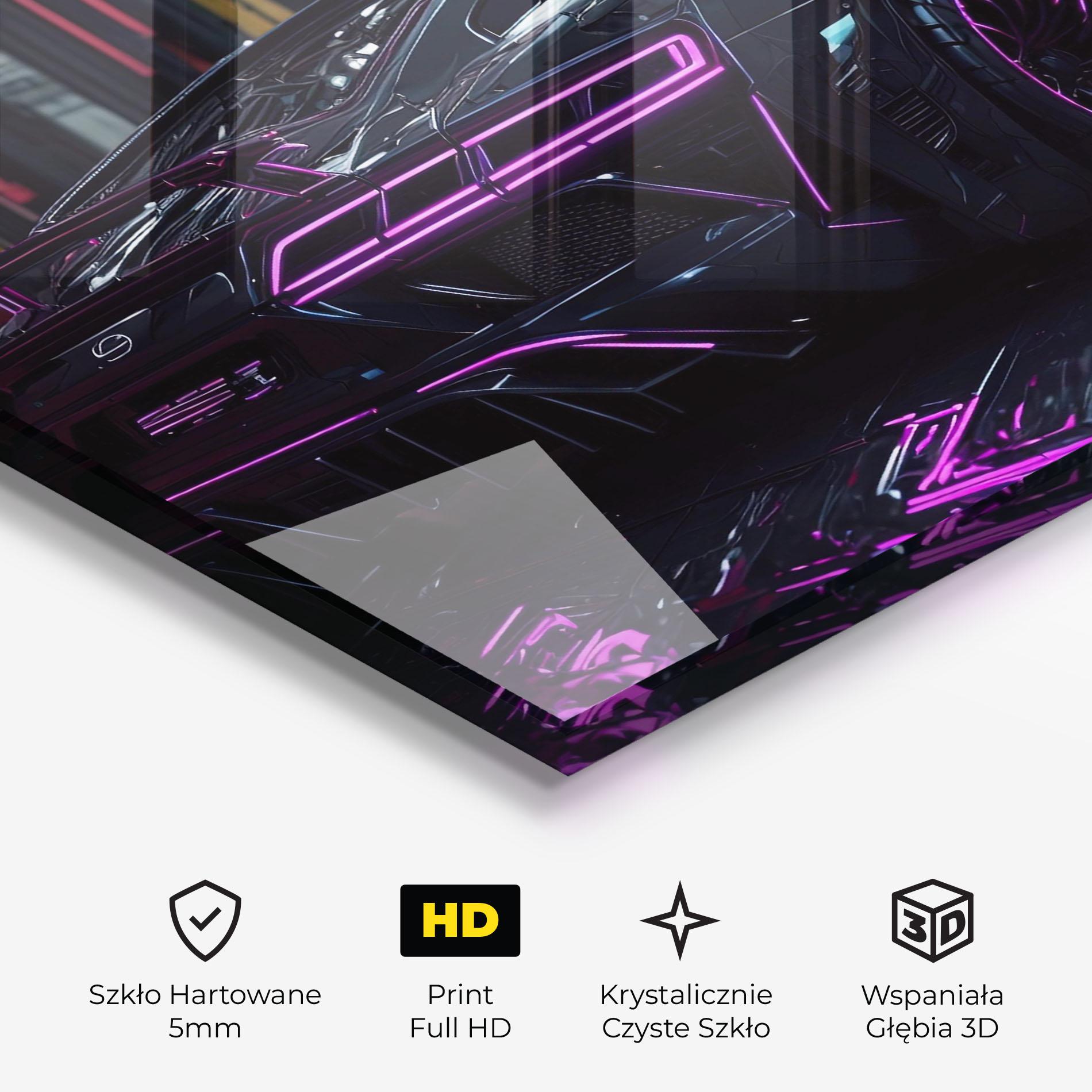 Obraz na Szkle Futuristic Purple Black Hypercar mockup 3