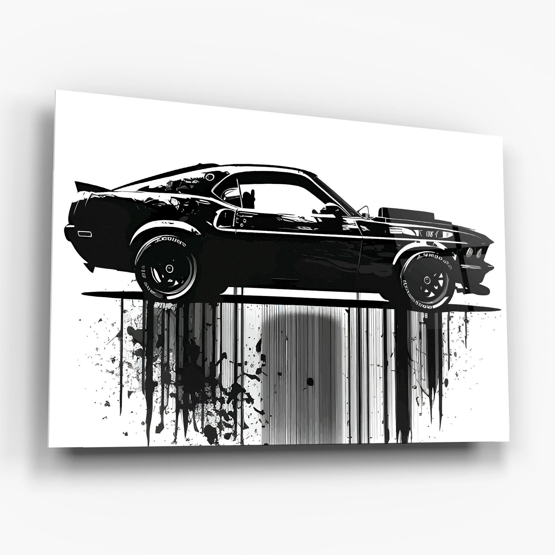 Obraz na Szkle Black Car Drowing mockup 6