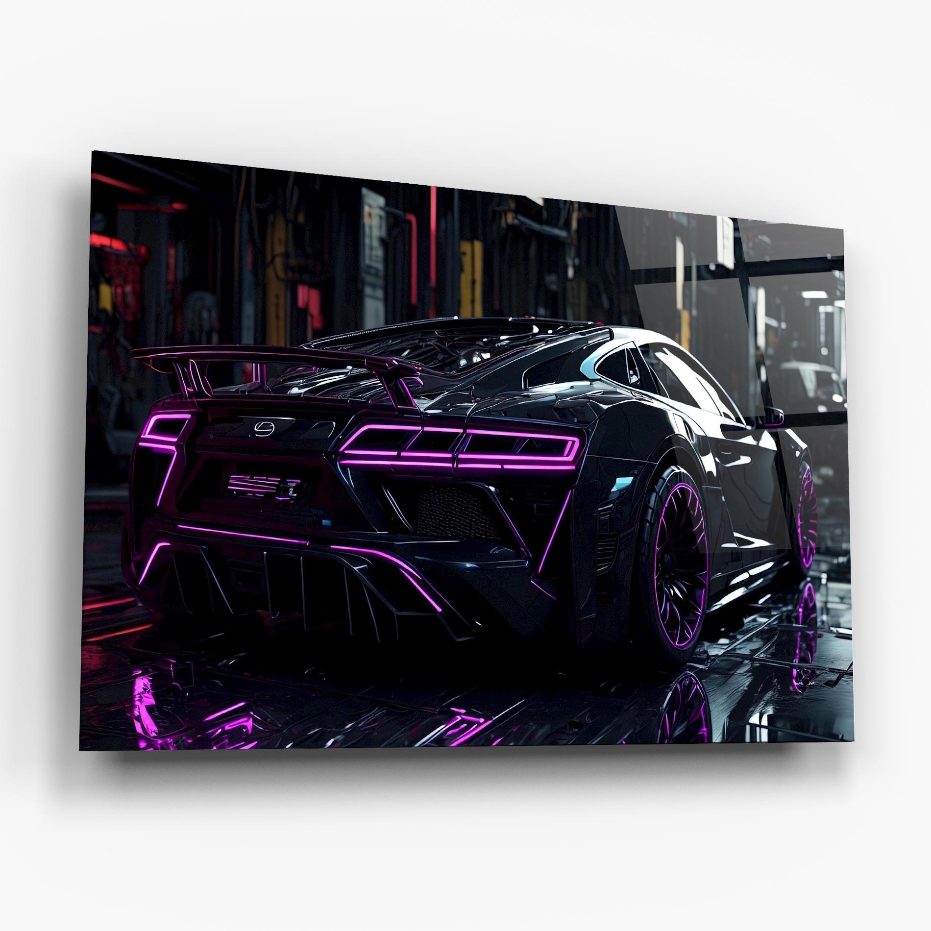 Obraz na Szkle Futuristic Purple Black Hypercar mockup 6