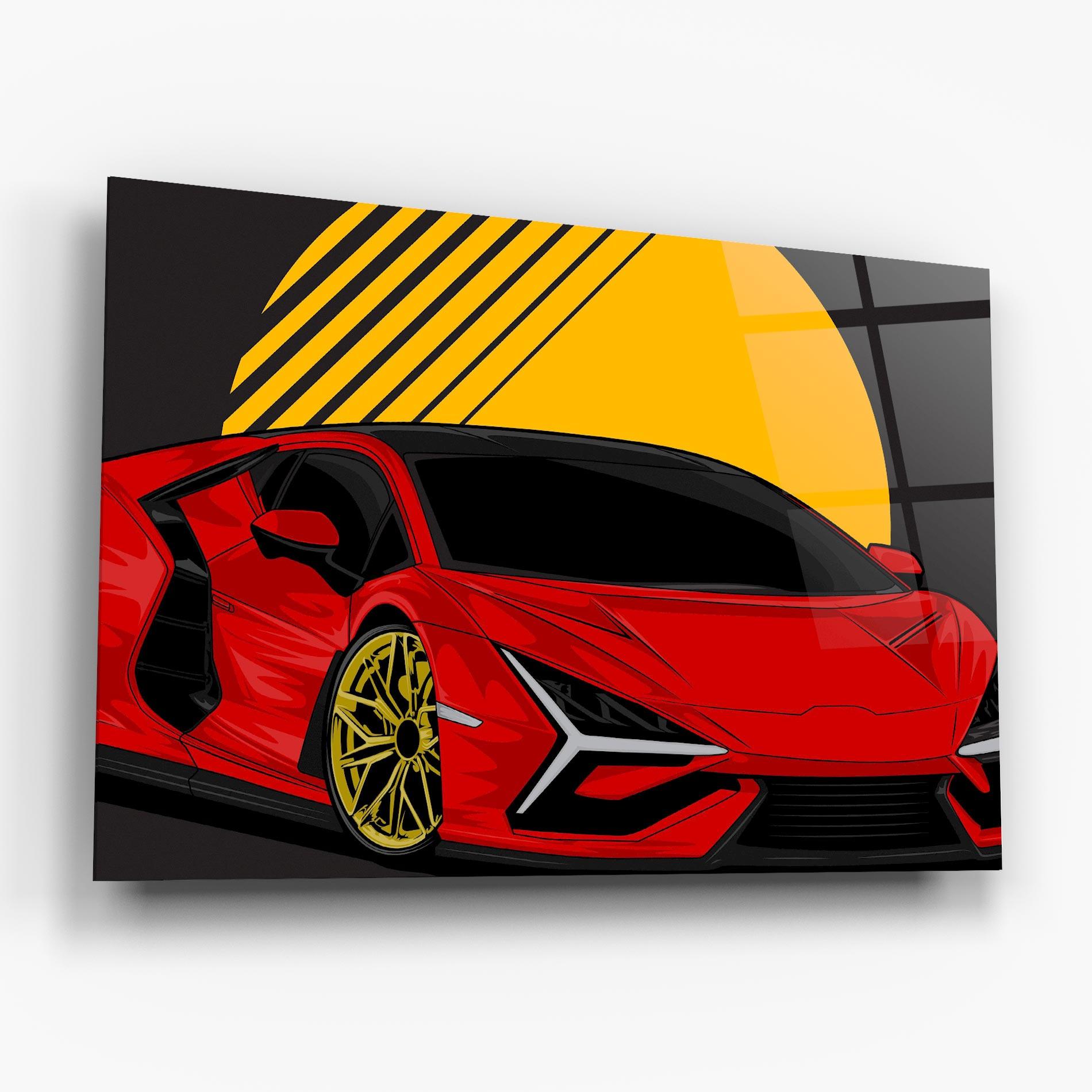 Obraz na Szkle Red Yellow Sport Car mockup 6