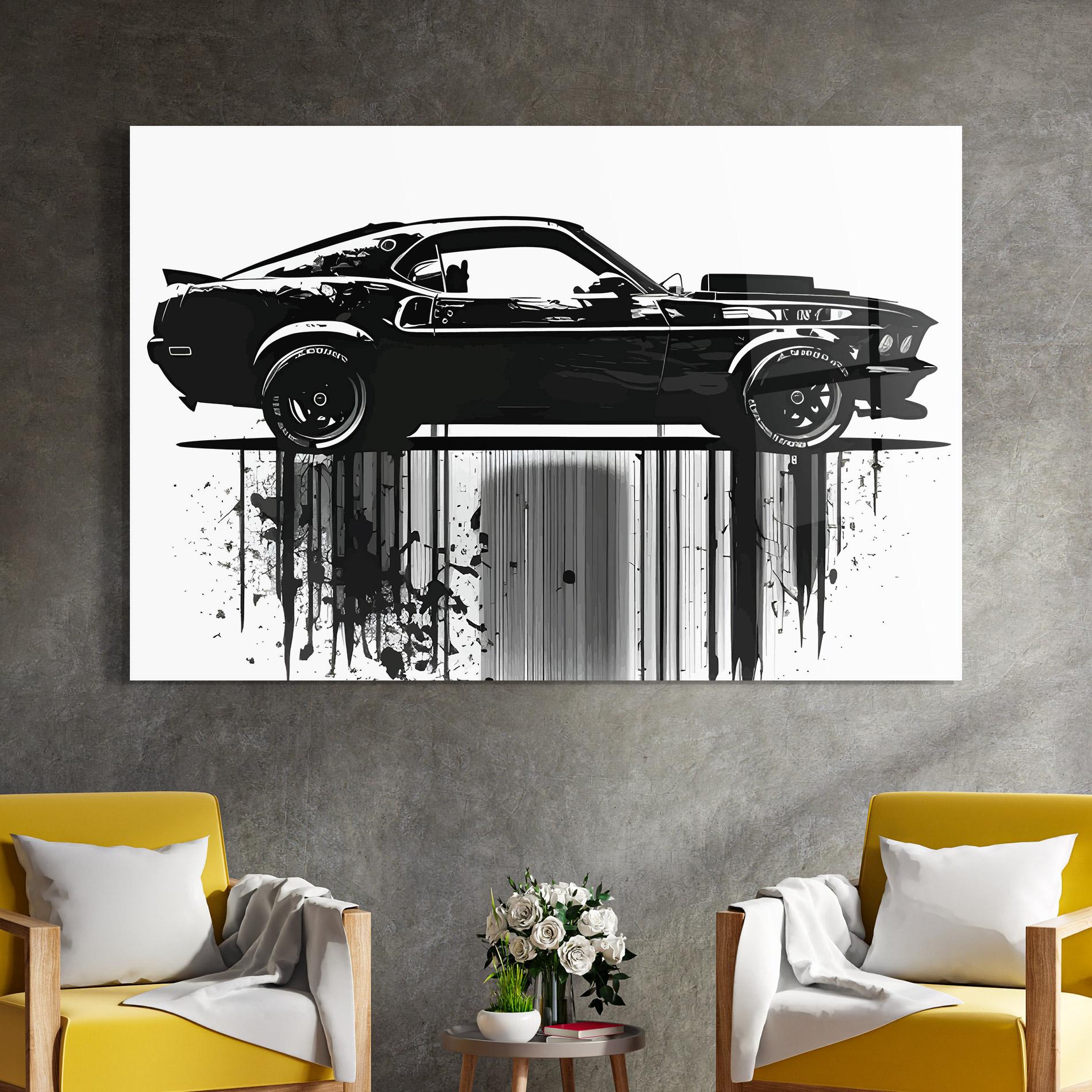 Obraz na Szkle Black Car Drowing mockup 4