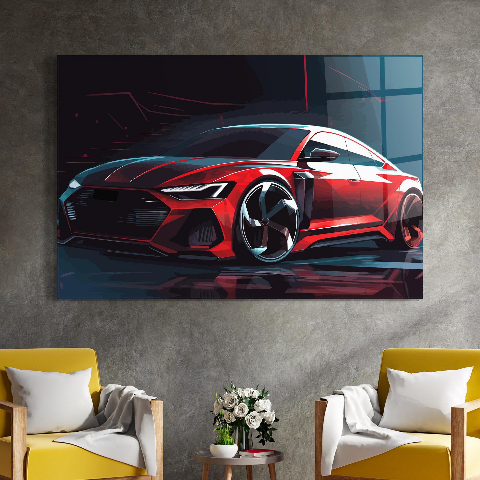 Obraz na Szkle Red Blue Sport Car mockup 4