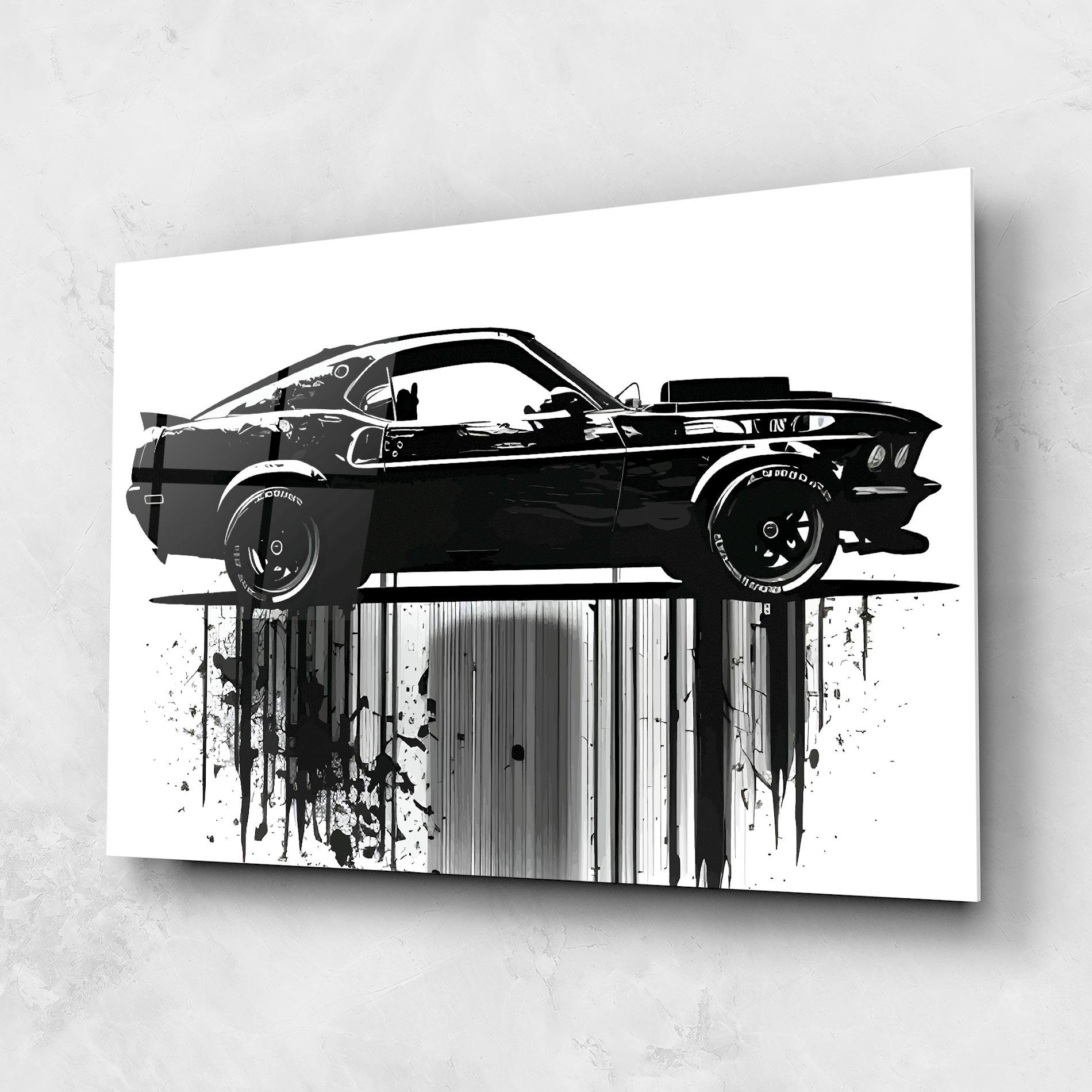 Obraz na Szkle Black Car Drowing mockup 1