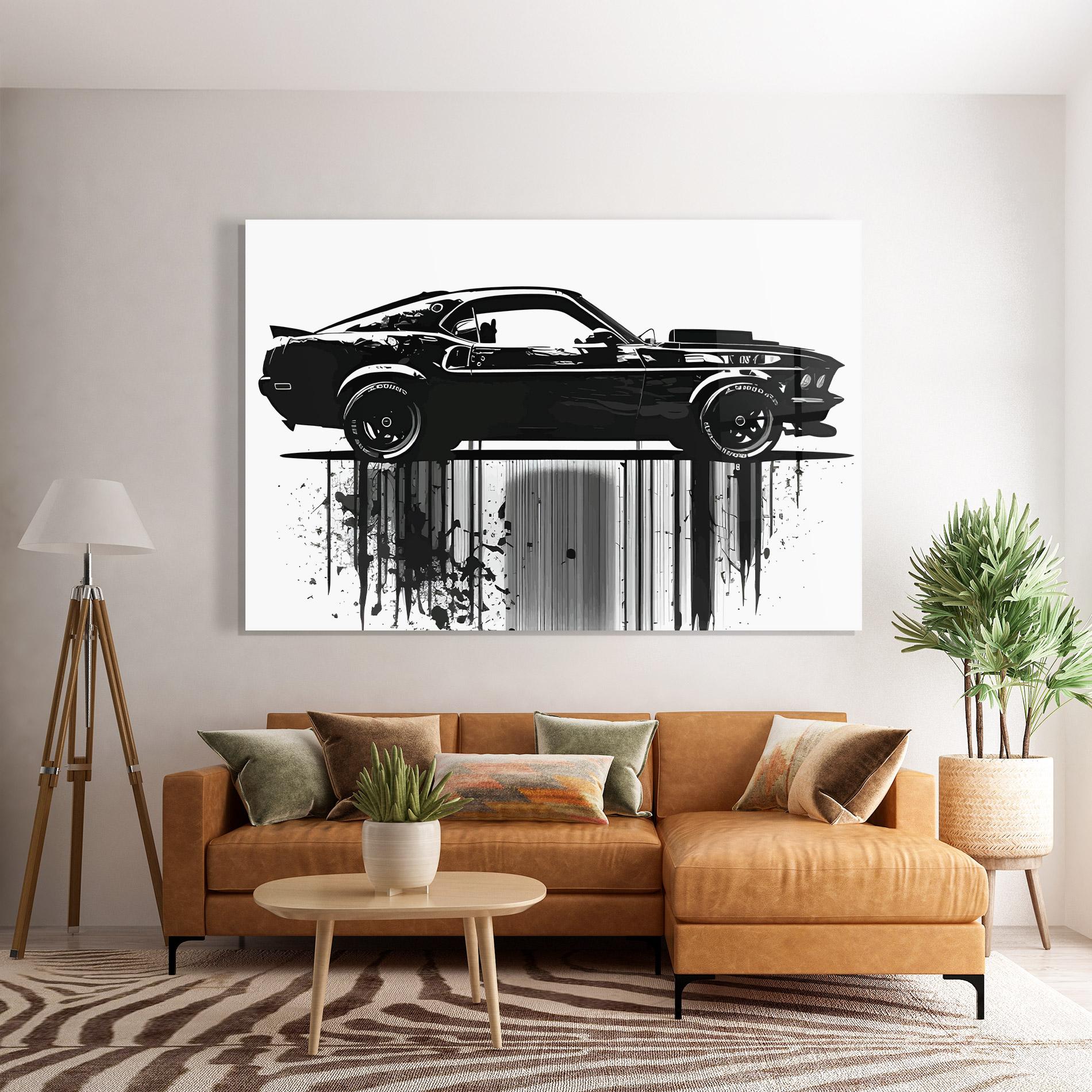 Obraz na Szkle Black Car Drowing mockup 7