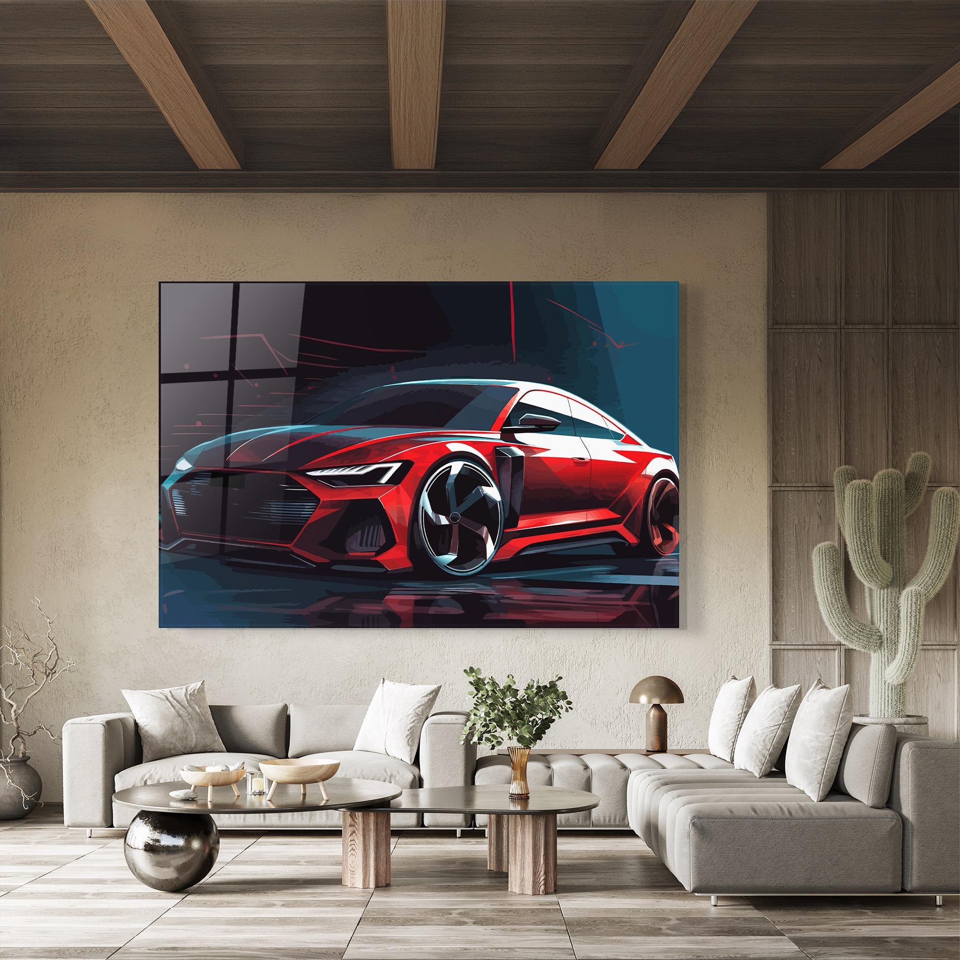 Obraz na Szkle Red Blue Sport Car mockup 8