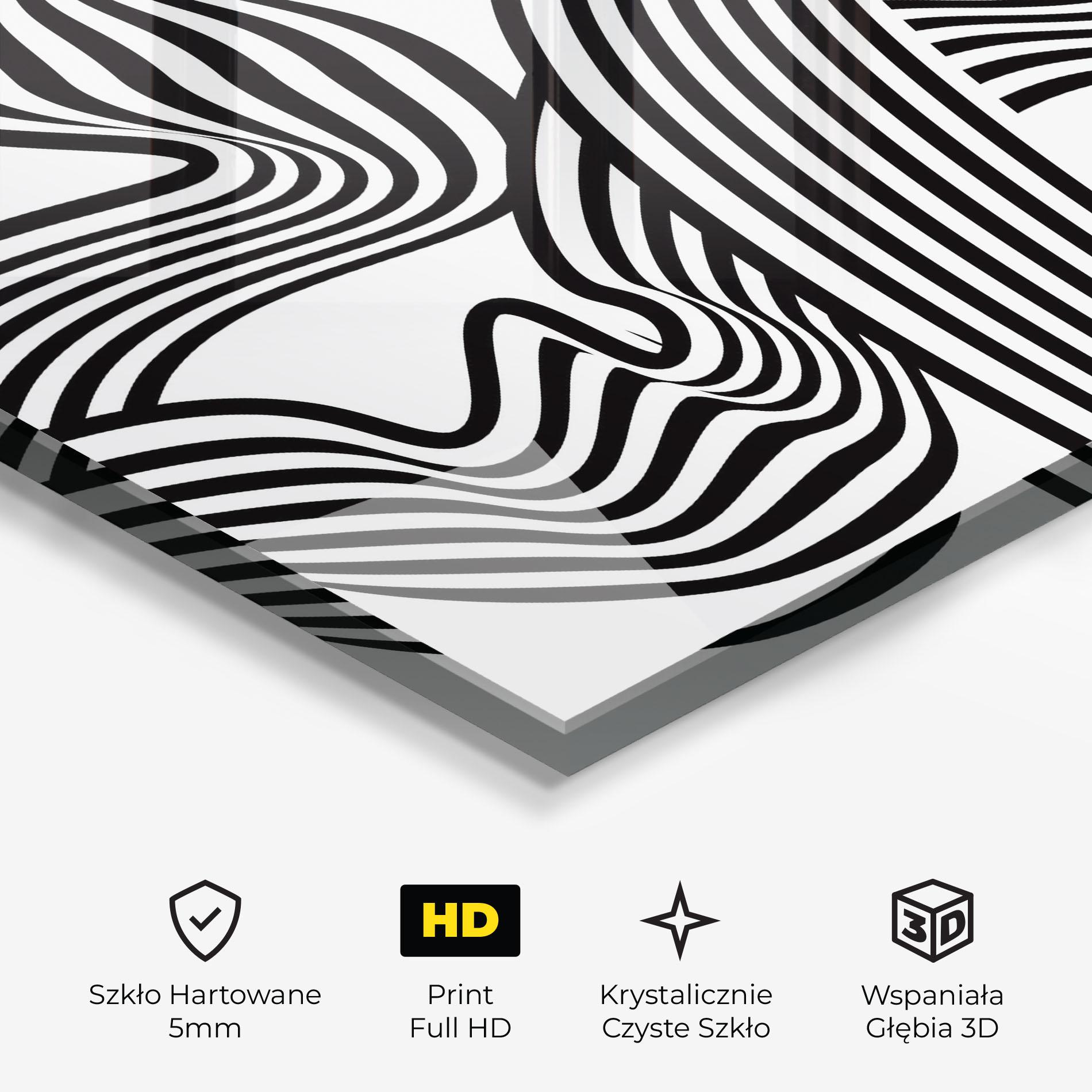 Obraz na Szkle Black White Wave mockup 3