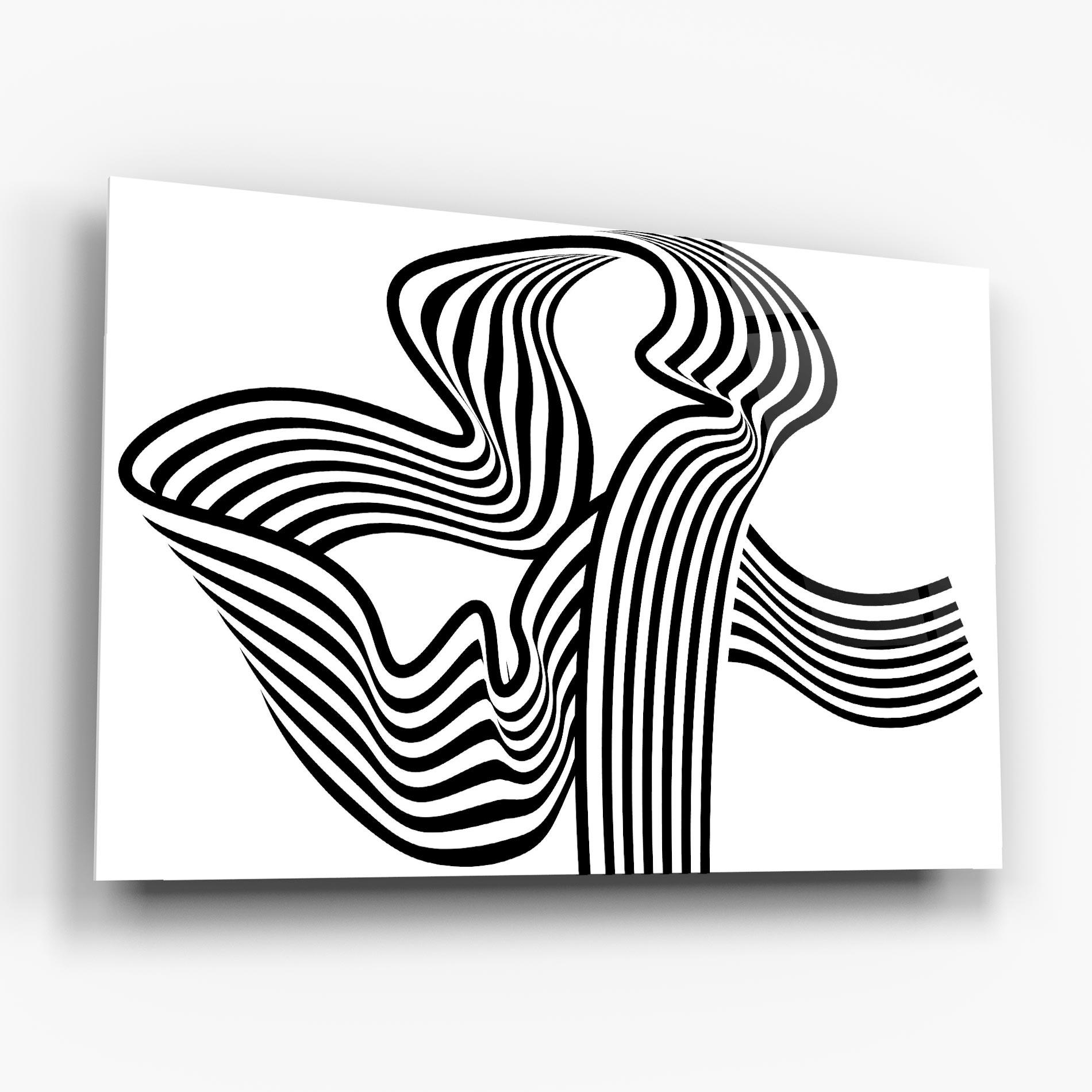 Obraz na Szkle Black White Wave mockup 6