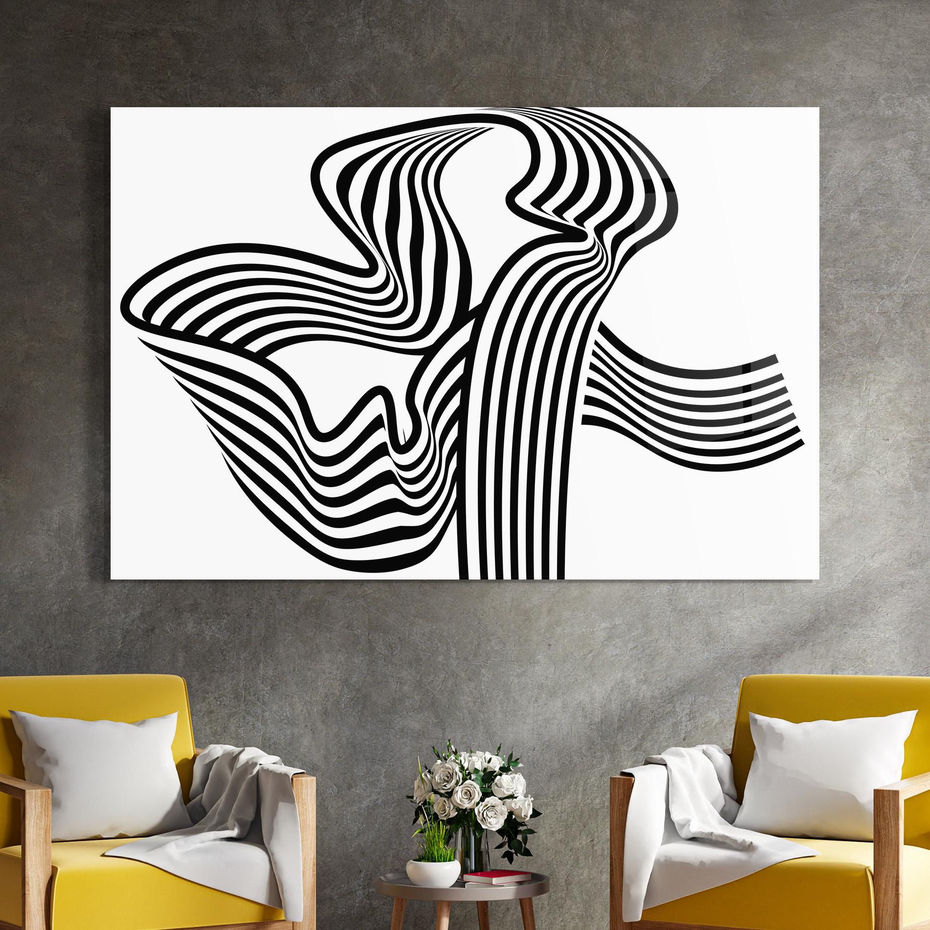 Obraz na Szkle Black White Wave mockup 4