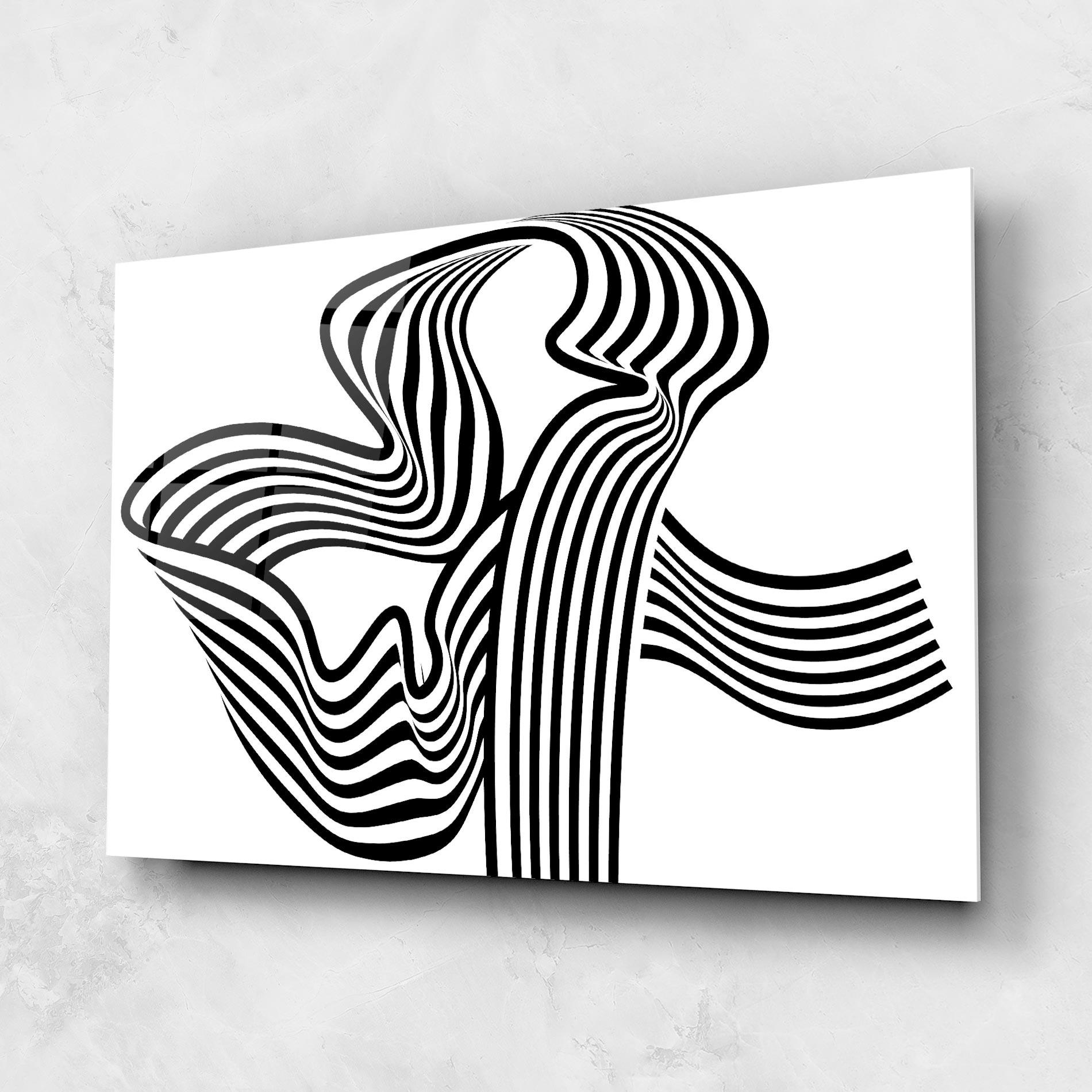 Obraz na Szkle Black White Wave mockup 1