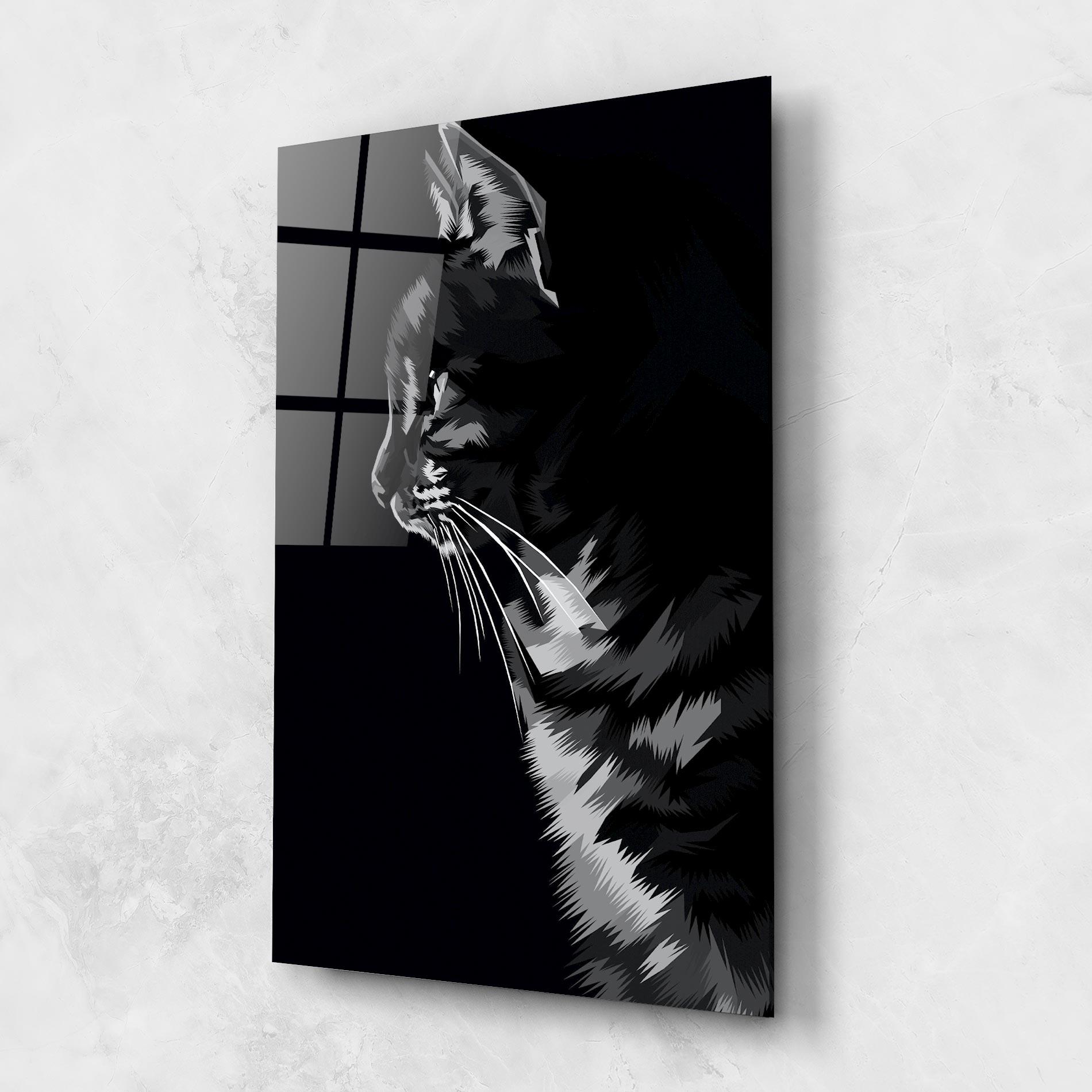 Obraz na Szkle Black Grey Cat mockup 1