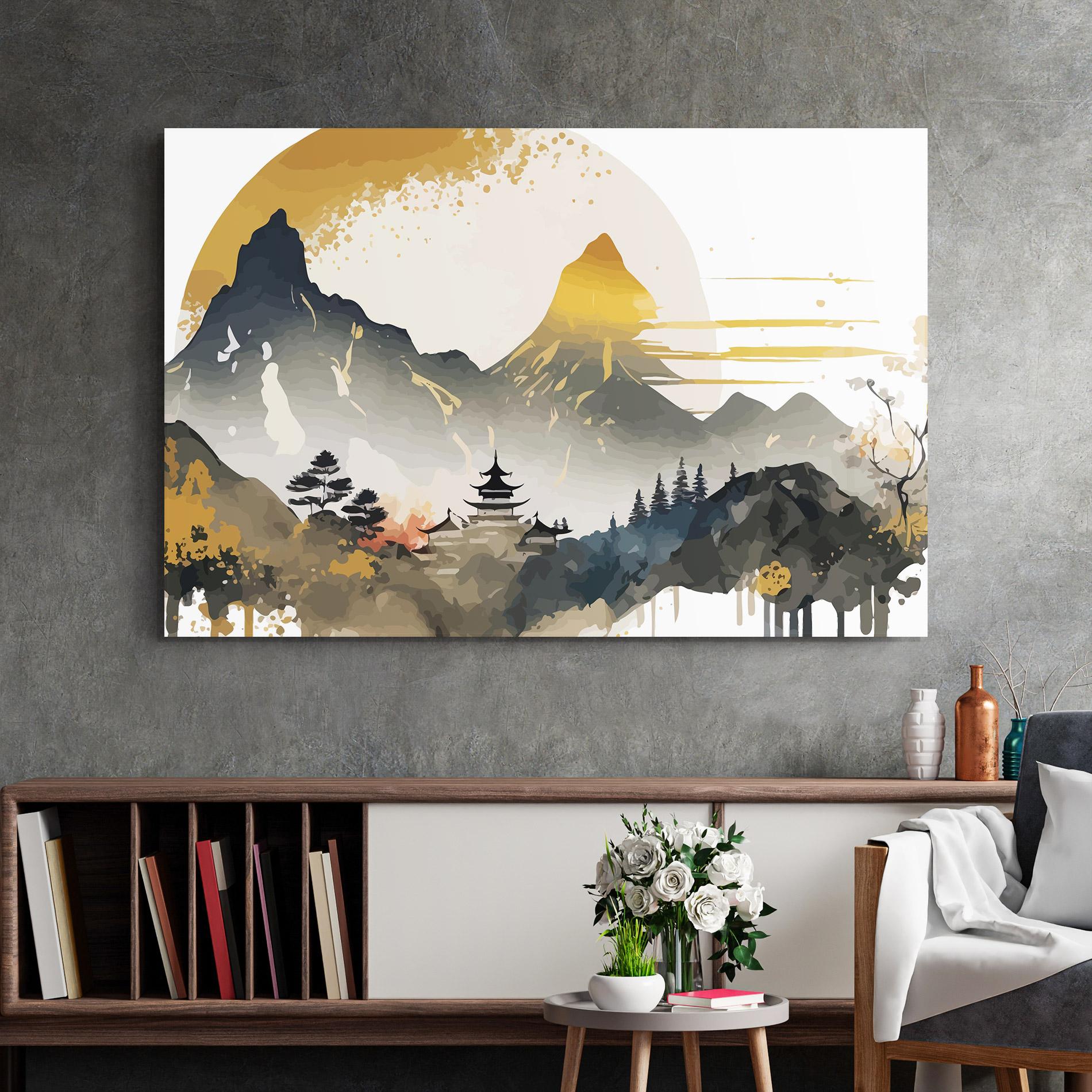 Obraz na Szkle Asiatic Gold Cream mockup 2