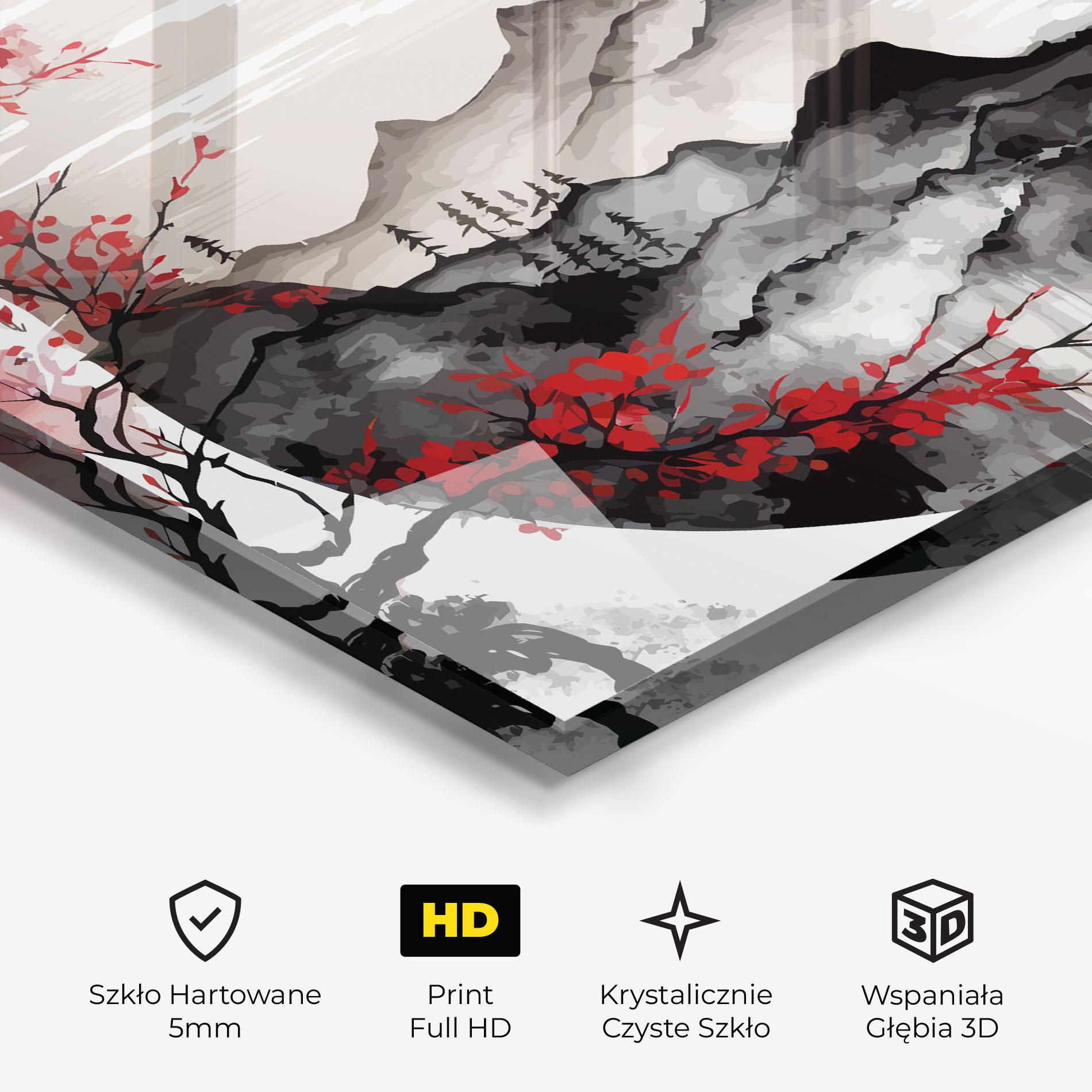 Obraz na Szkle Asiatic Red Orange Sun mockup 3