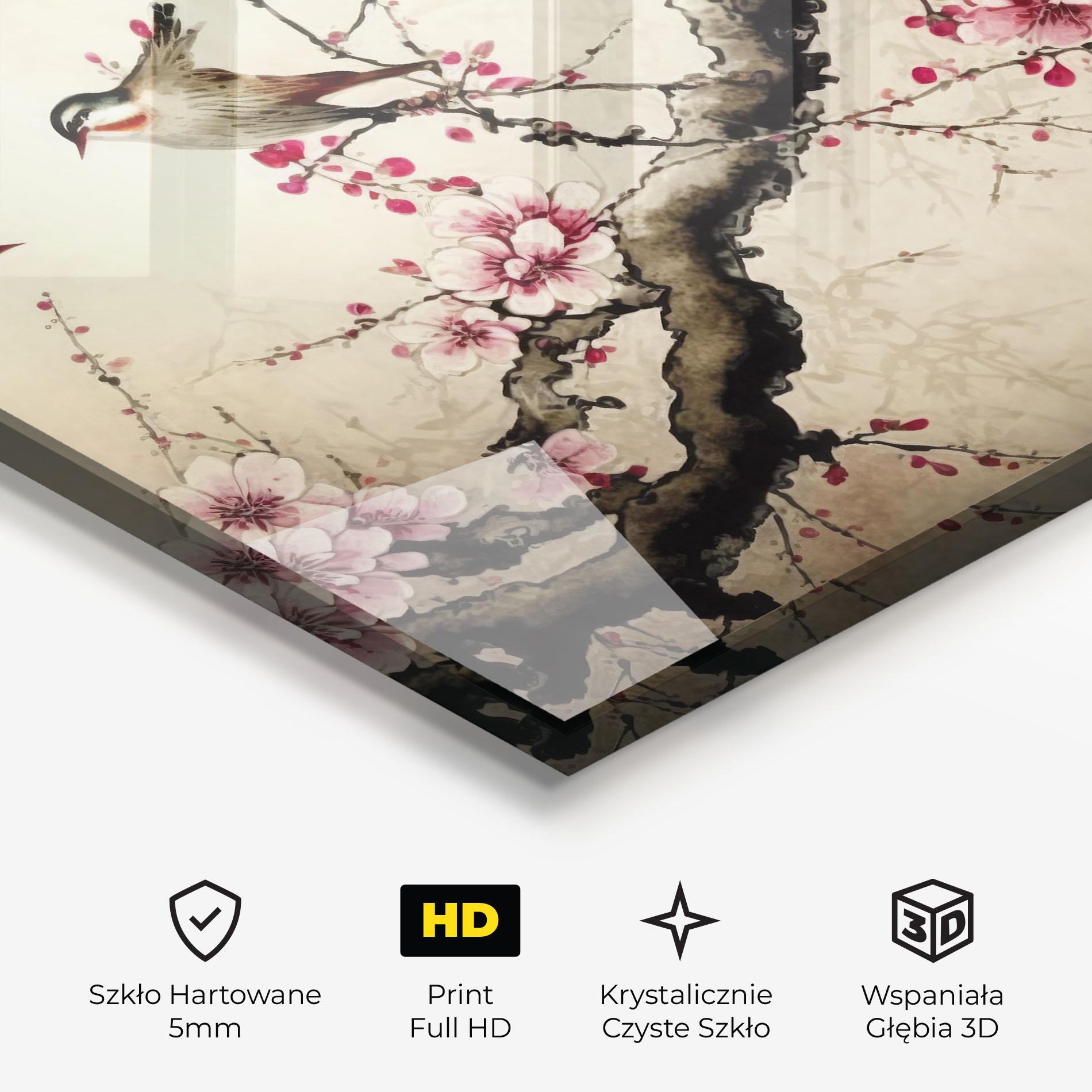 Obraz na Szkle Cherry Blossom Birds mockup 3