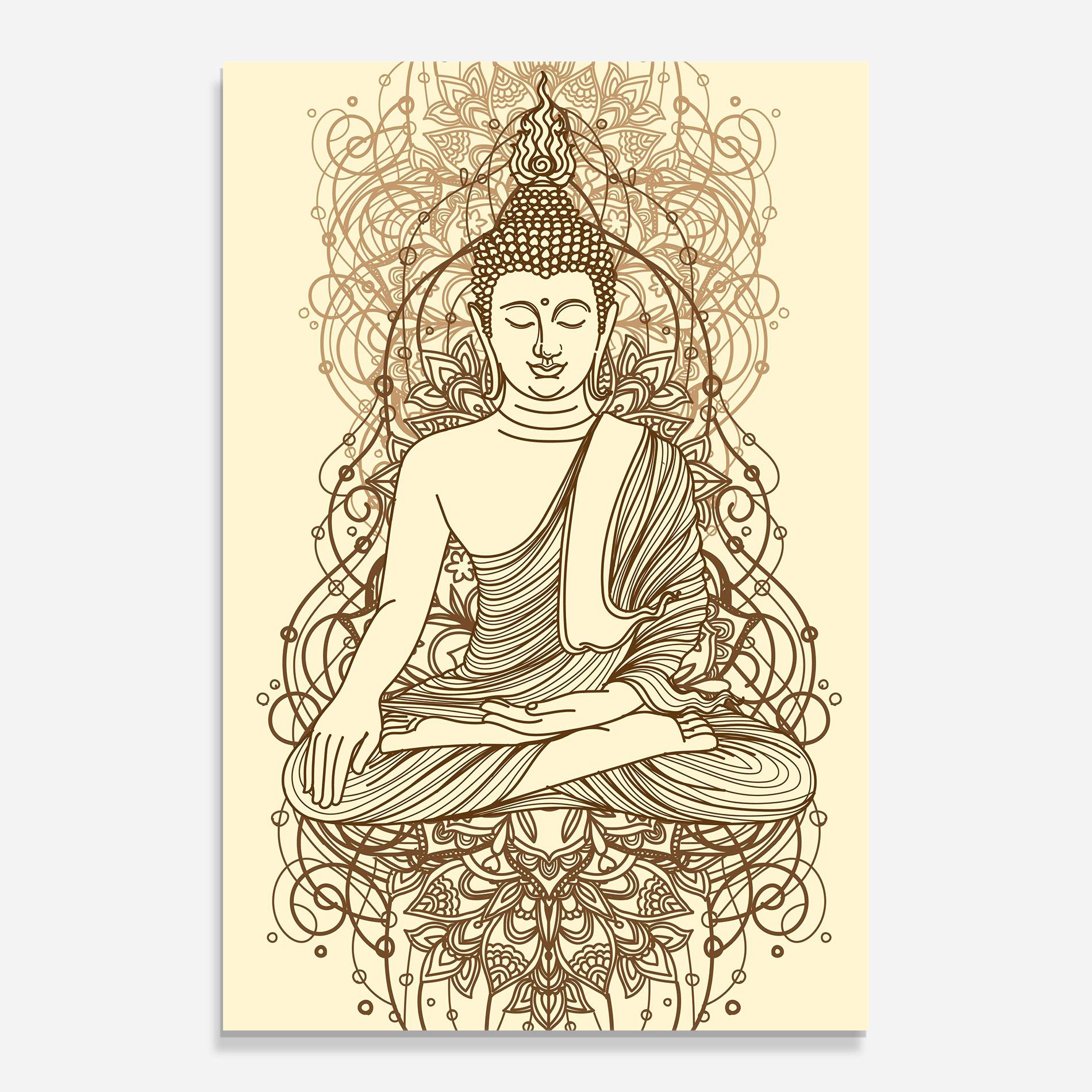 Obraz na Szkle Brown Line Buddha mockup 0