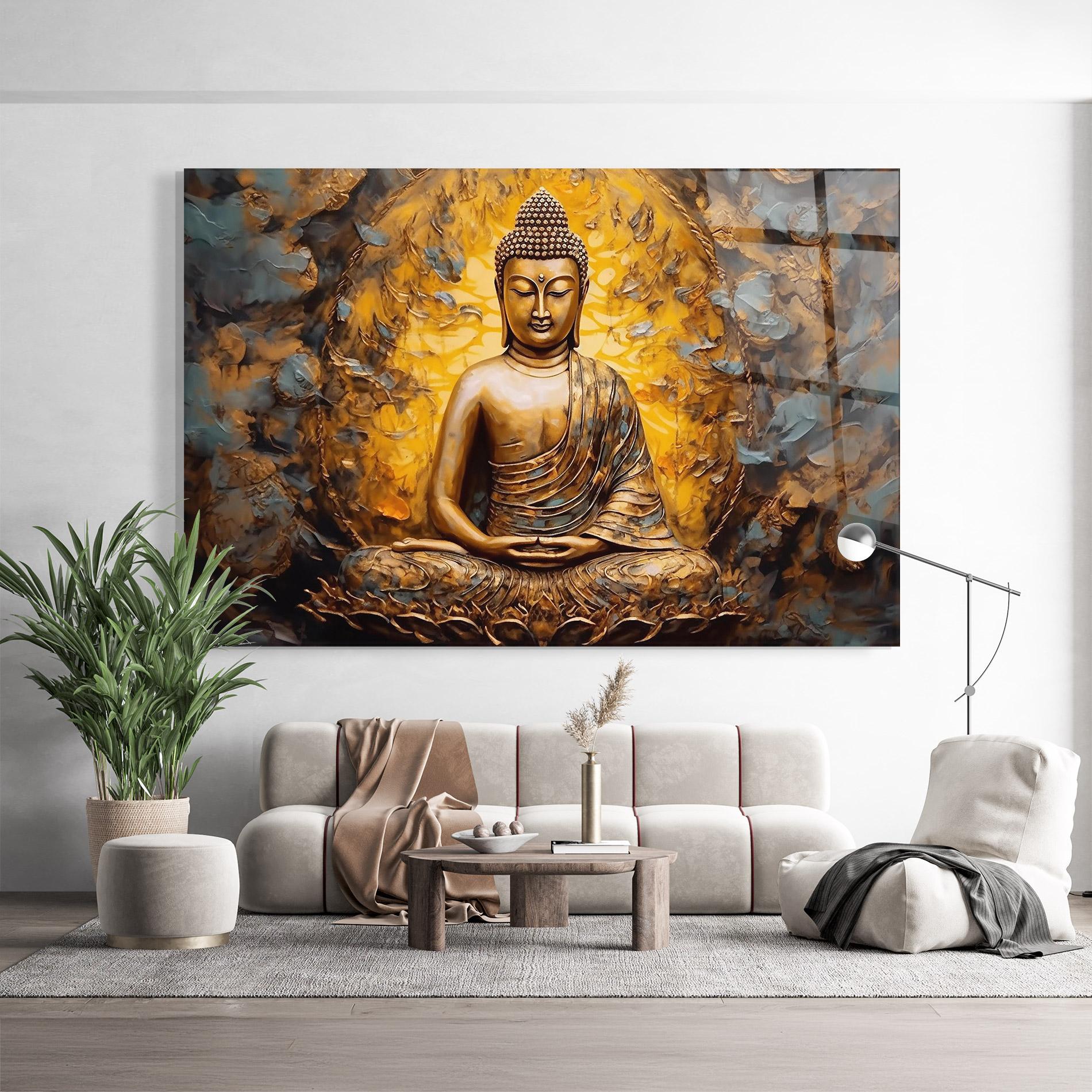 Obraz na Szkle Gold Grey Buddha mockup 9
