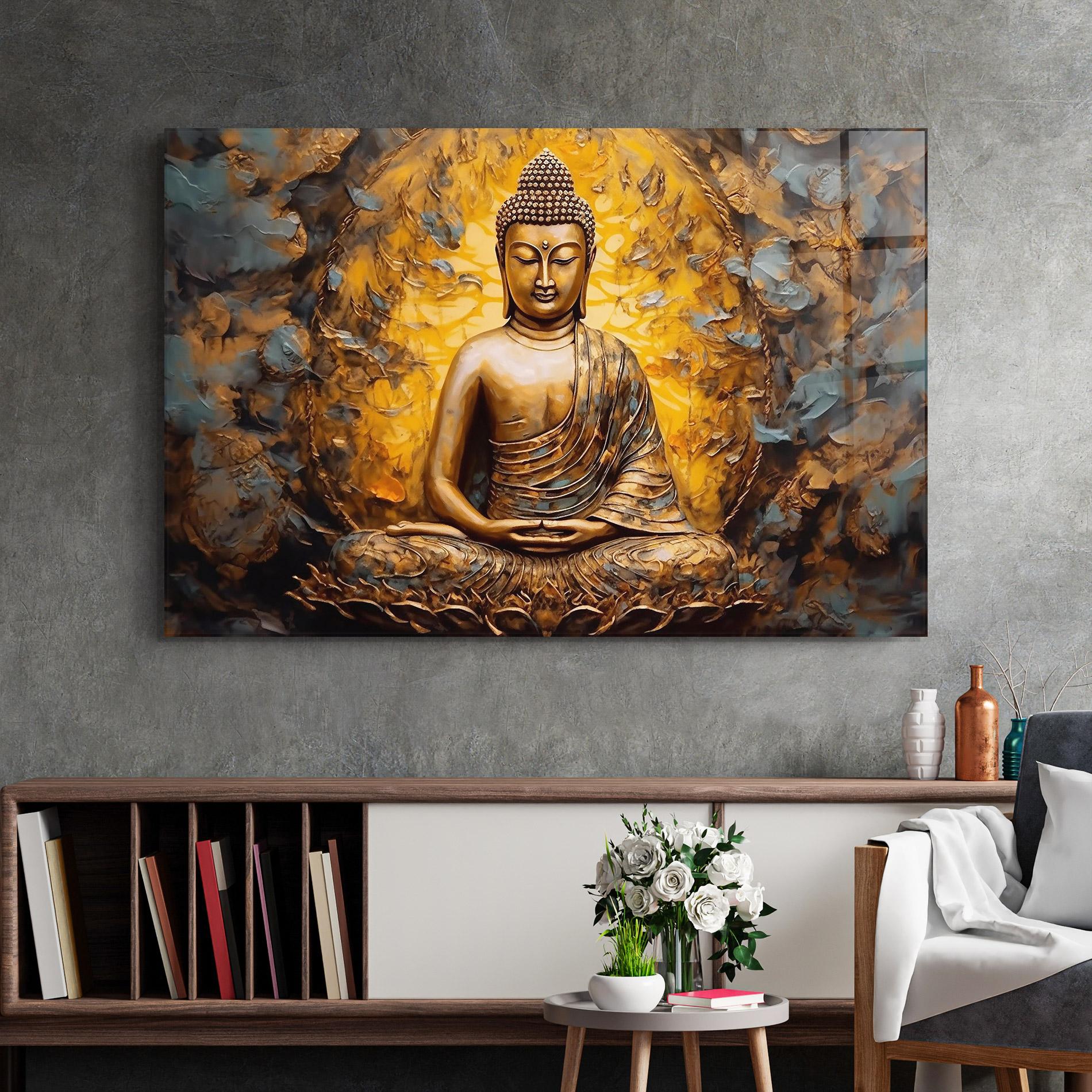 Obraz na Szkle Gold Grey Buddha mockup 2