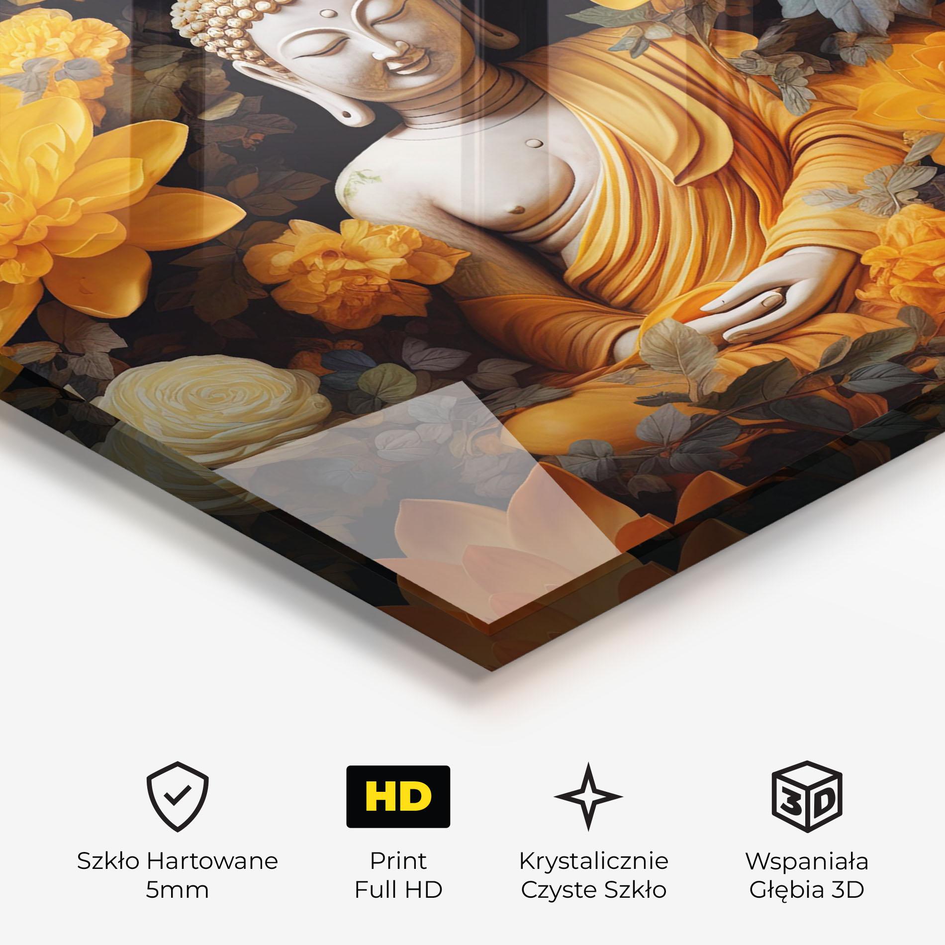 Obraz na Szkle Buddha Big Flowers mockup 3