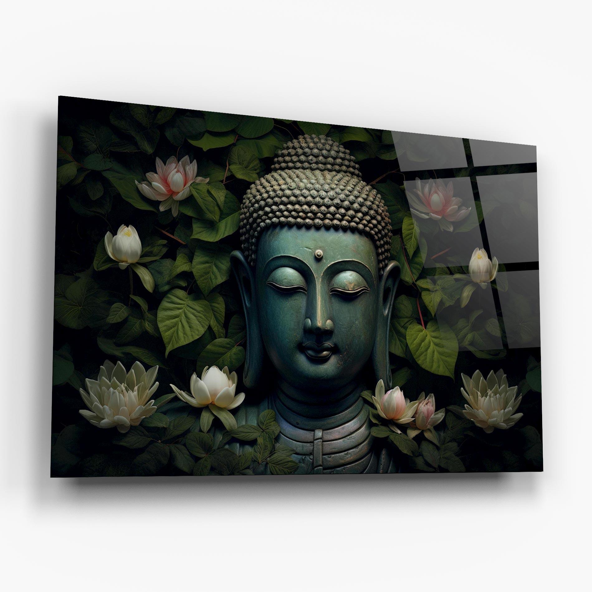 Obraz na Szkle Green Statue Buddha mockup 6