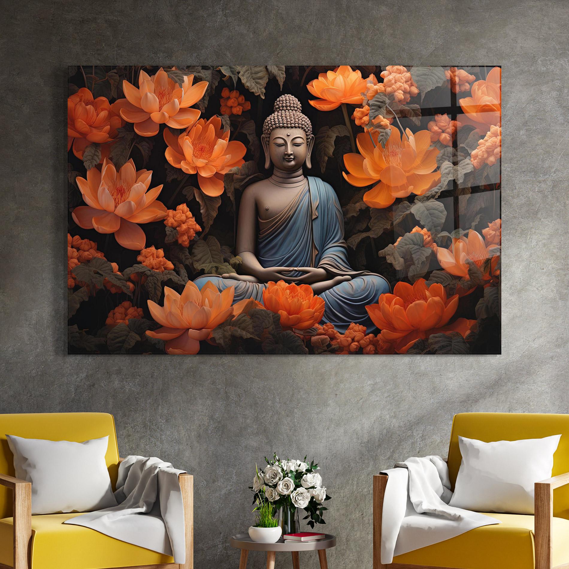 Obraz na Szkle Big Flower Buddha mockup 4